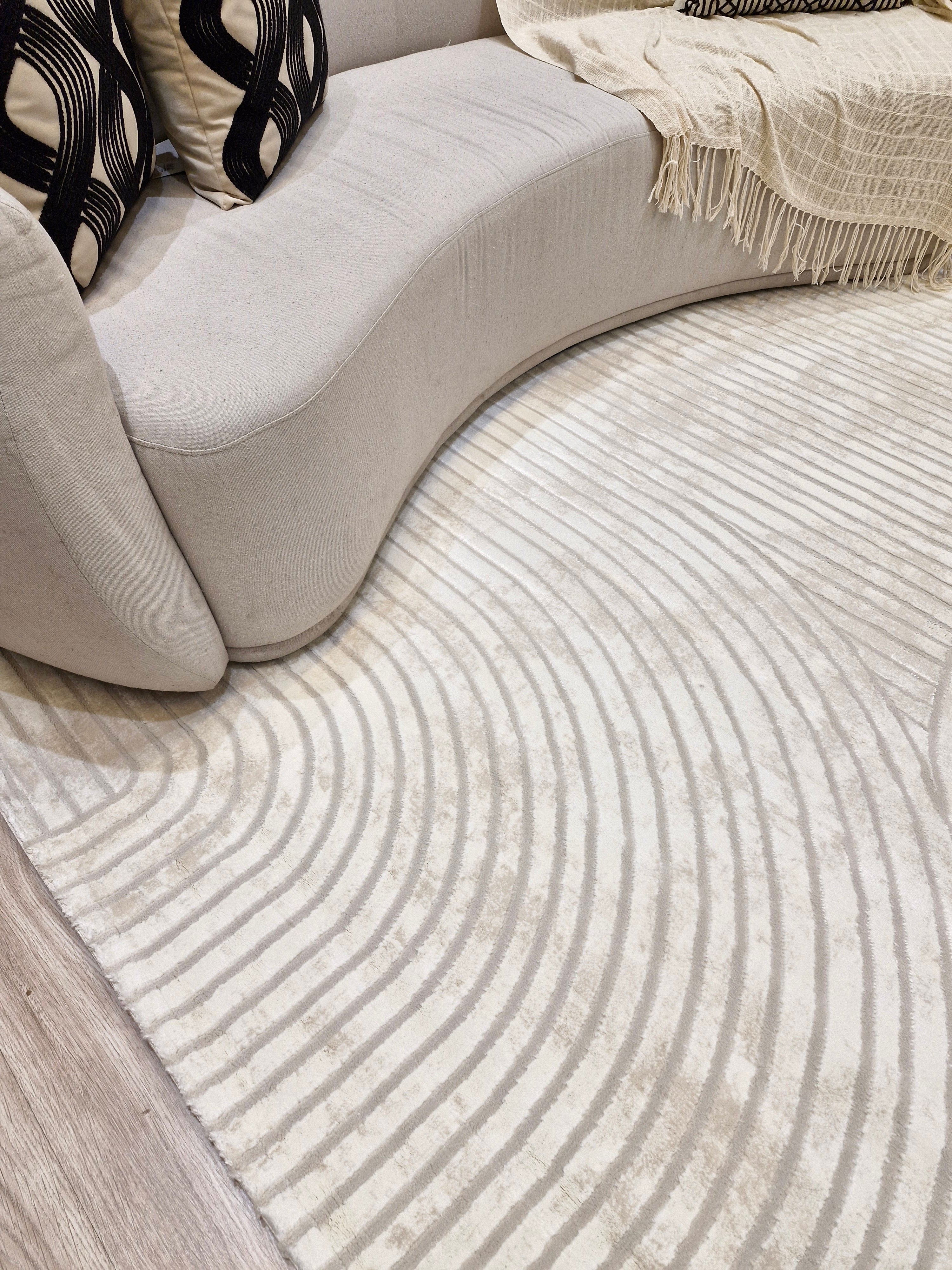 Tapete Turco Ondas Sofisticado 01 Creme | Feito Sob Medida