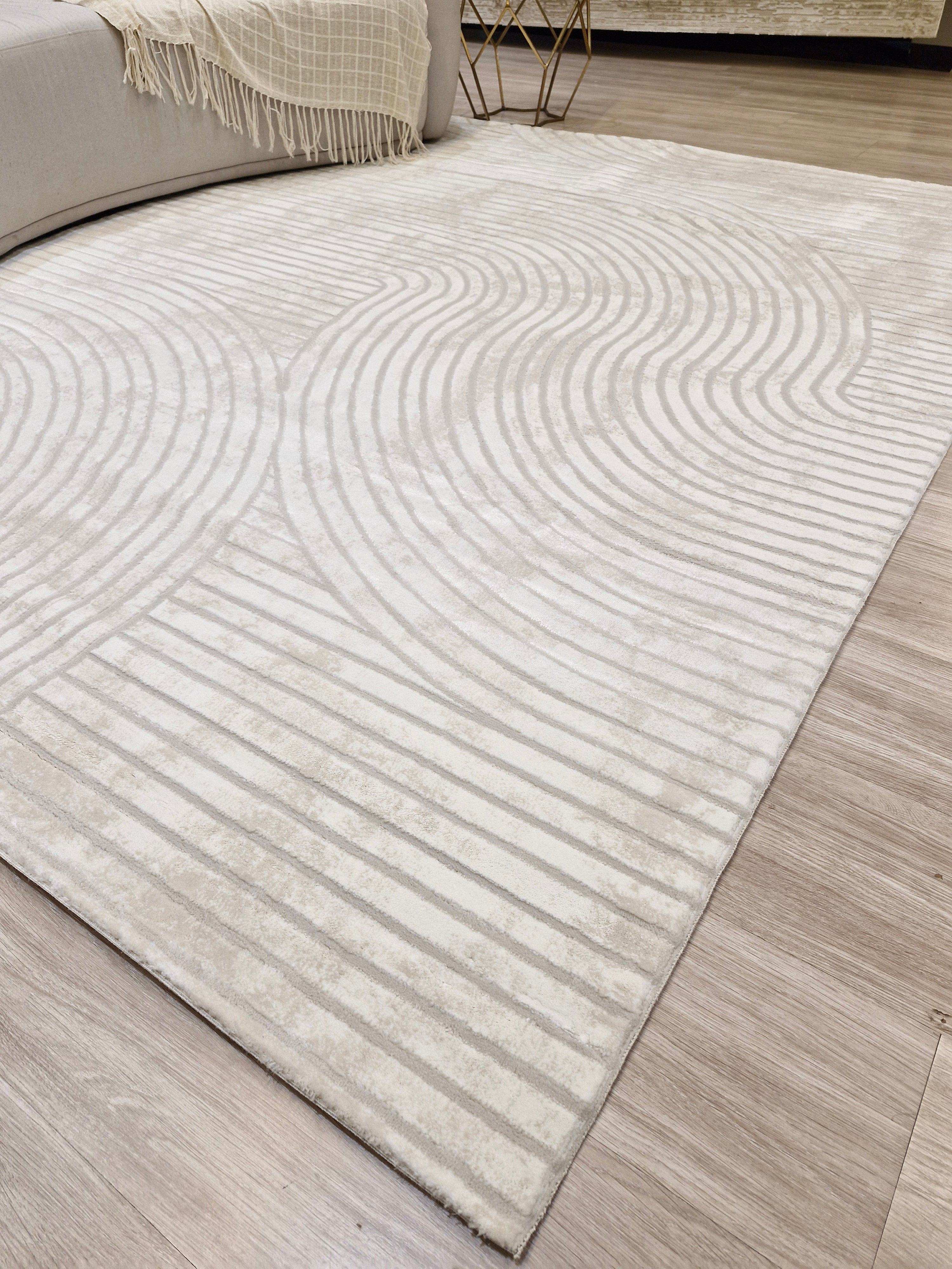 Tapete Turco Ondas Sofisticado 01 Creme | Feito Sob Medida