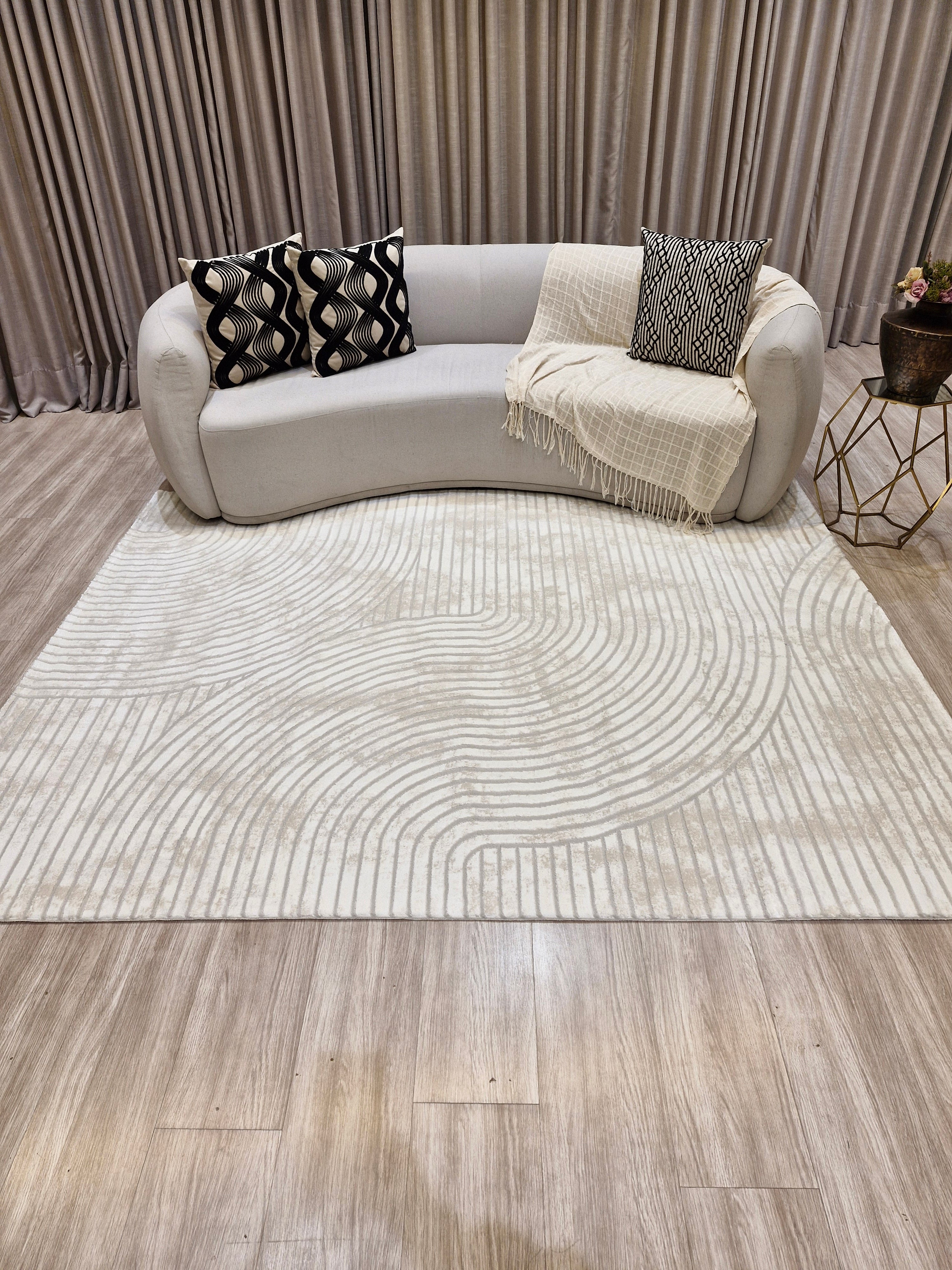 Tapete Turco Ondas Sofisticado 01 Creme | Feito Sob Medida