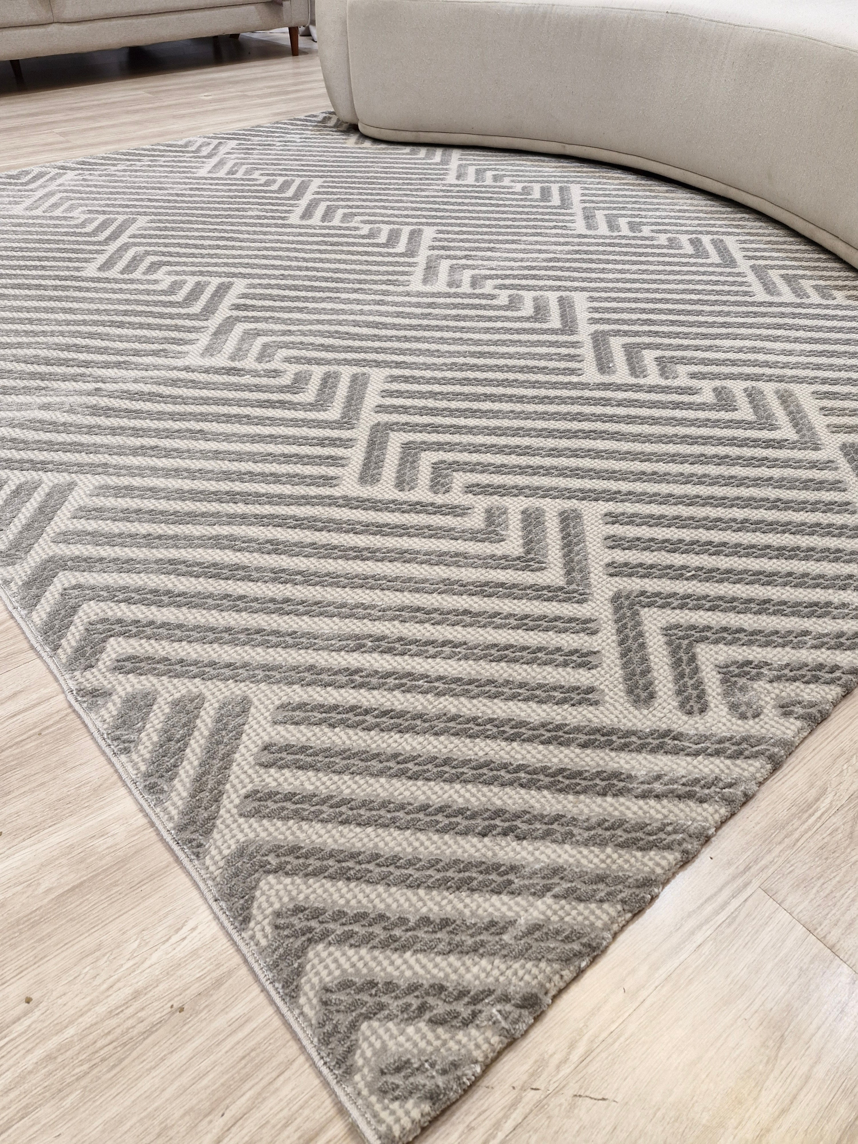 Tapete Turco Geométrico Grey Fri001 | Feito Sob Medida