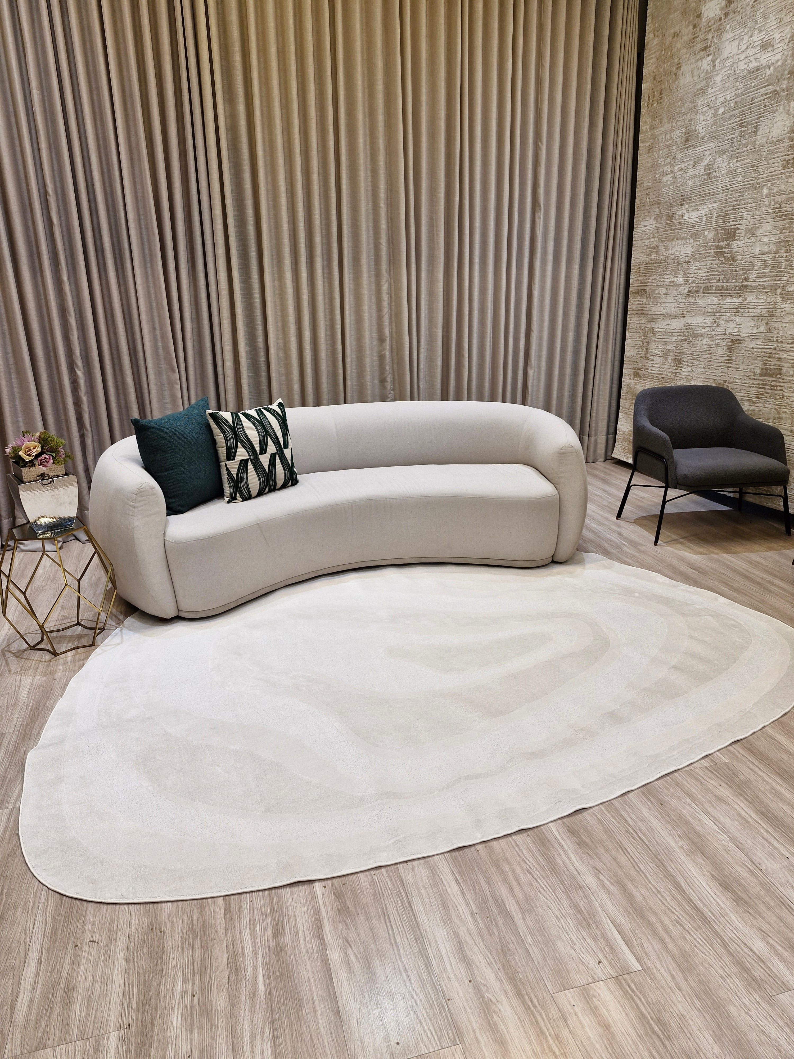 Tapete Orgânico Ondas Off White G92C | Importação Turquia Orgânico