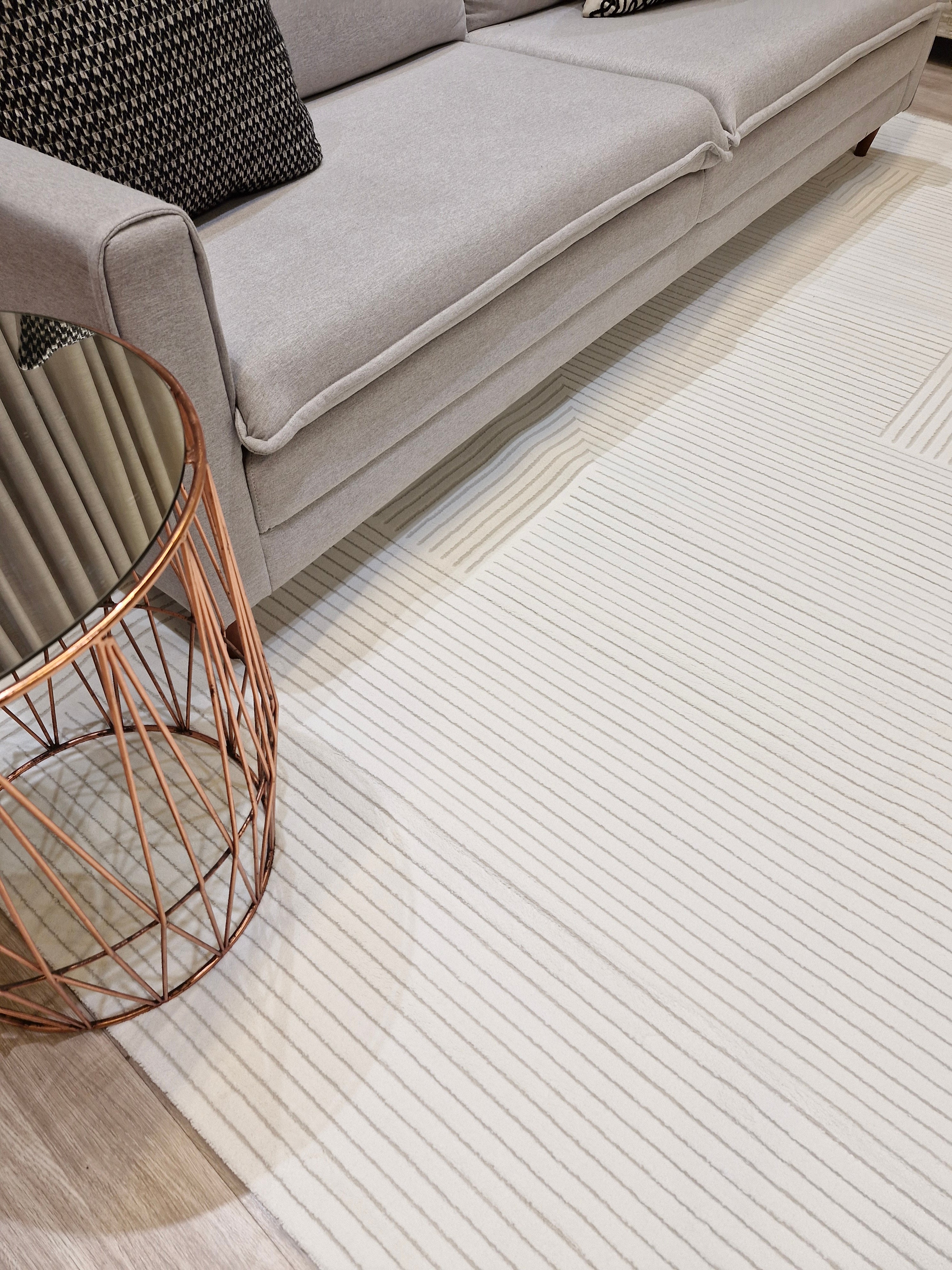 Tapete Turco Sofisticado Off White Labirinto 02 | Tamanho Padrão | Importação Turquia