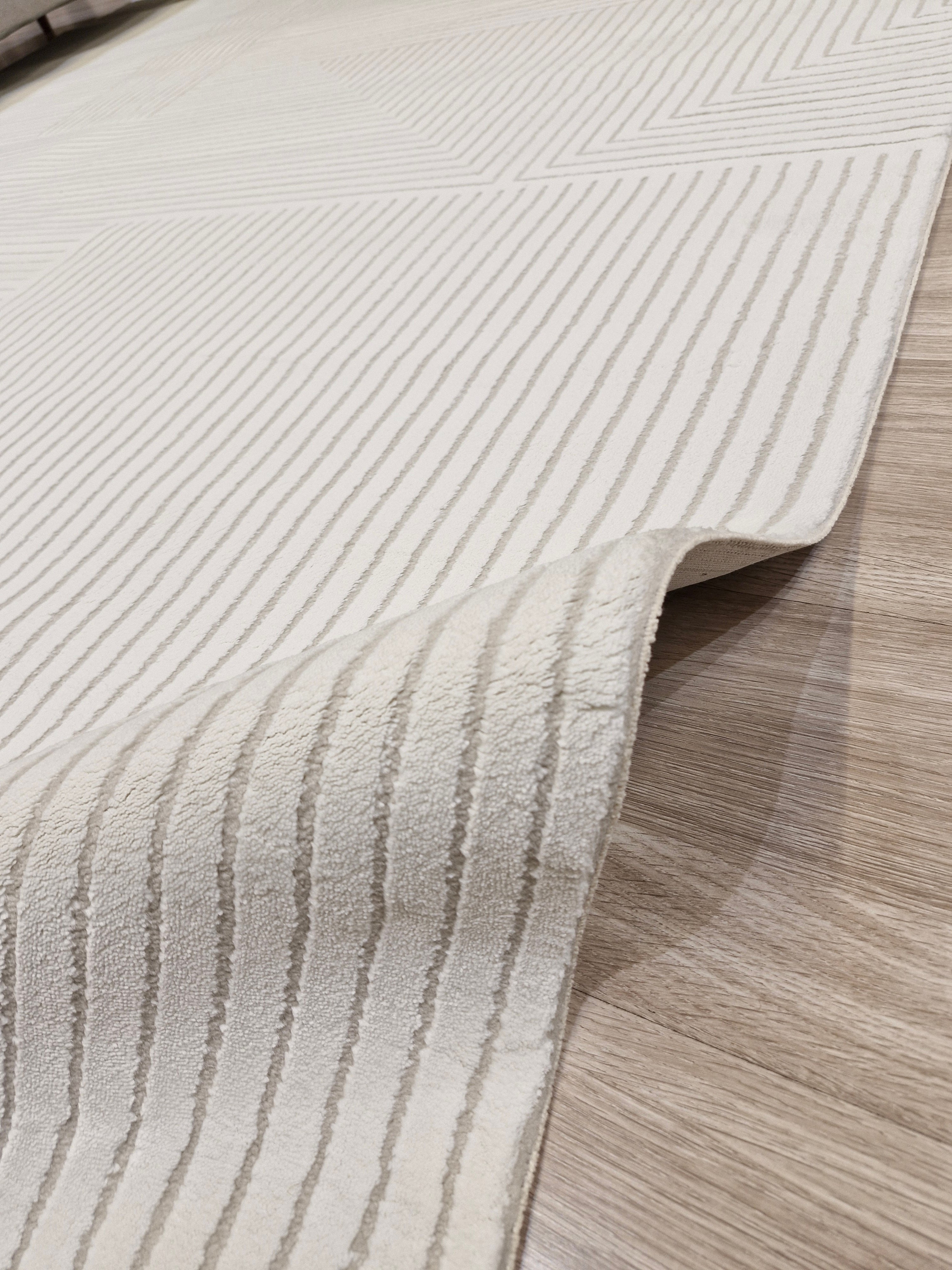 Tapete Turco Sofisticado Off White Labirinto 02 | Tamanho Padrão | Importação Turquia