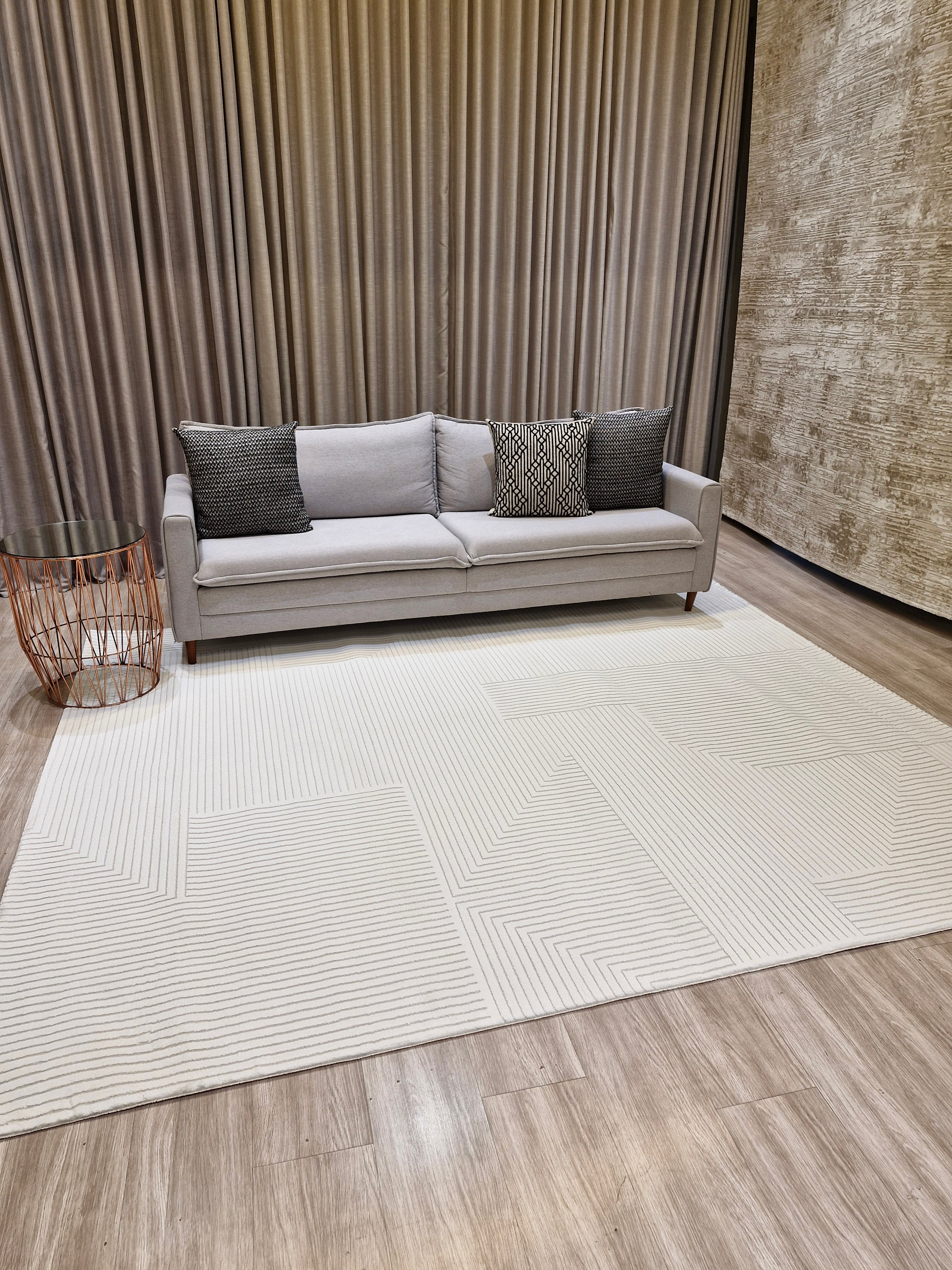Tapete Turco Sofisticado Off White Labirinto 02 | Tamanho Padrão | Importação Turquia
