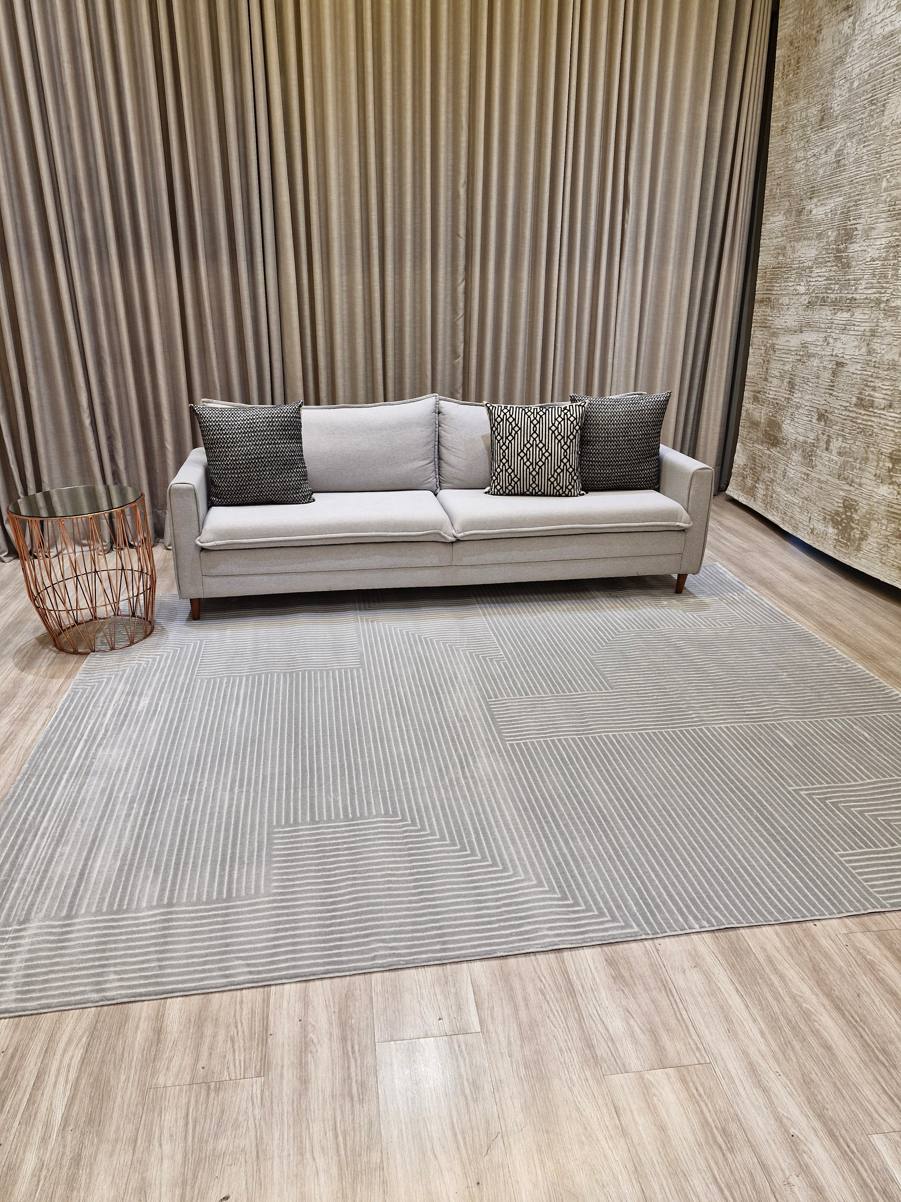 Tapete Turco Sofisticado Grey Labirinto 03 | Tamanho Padrão | Importação Turquia