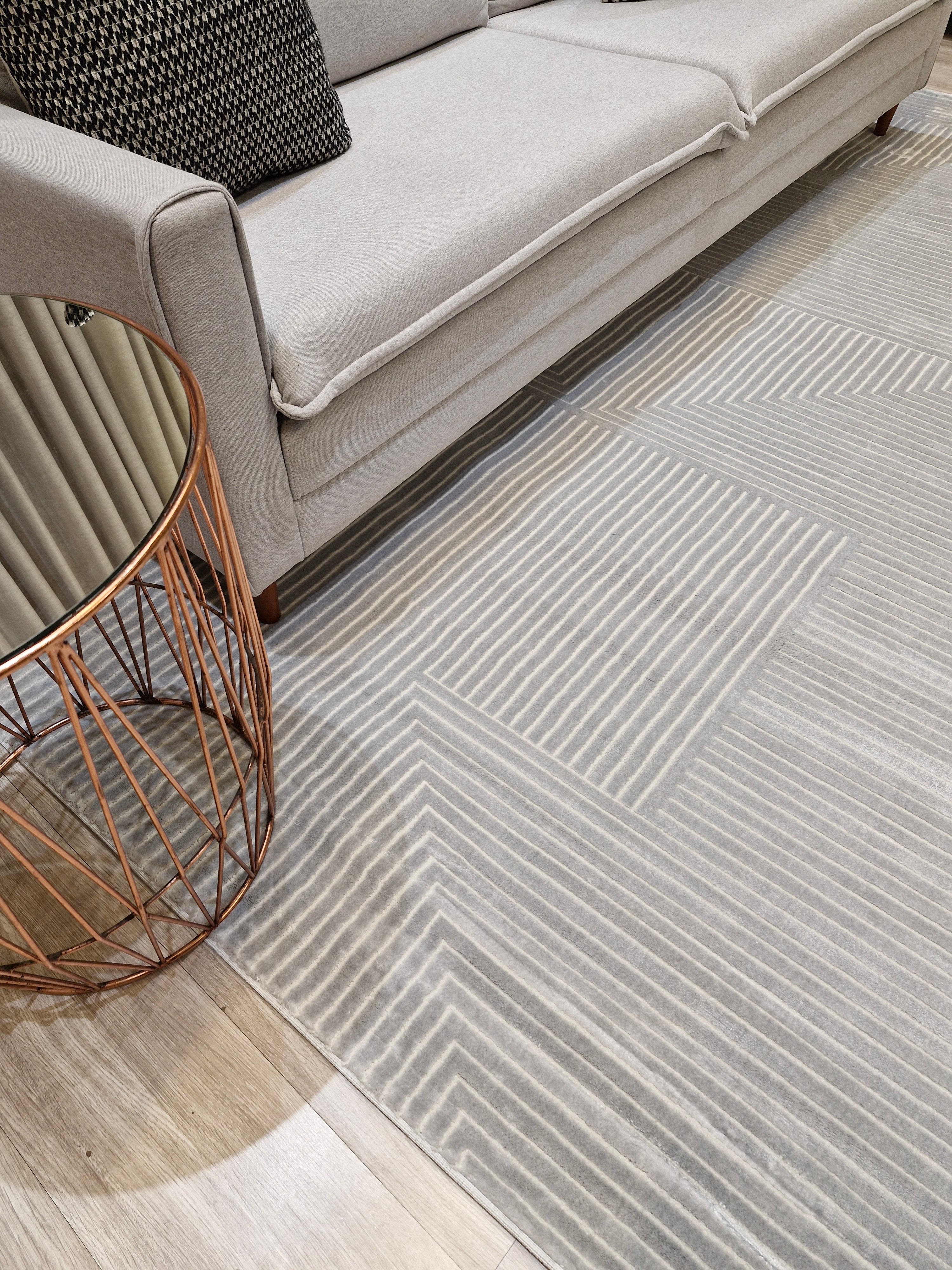 Tapete Turco Sofisticado Grey Labirinto 03 | Tamanho Padrão | Importação Turquia