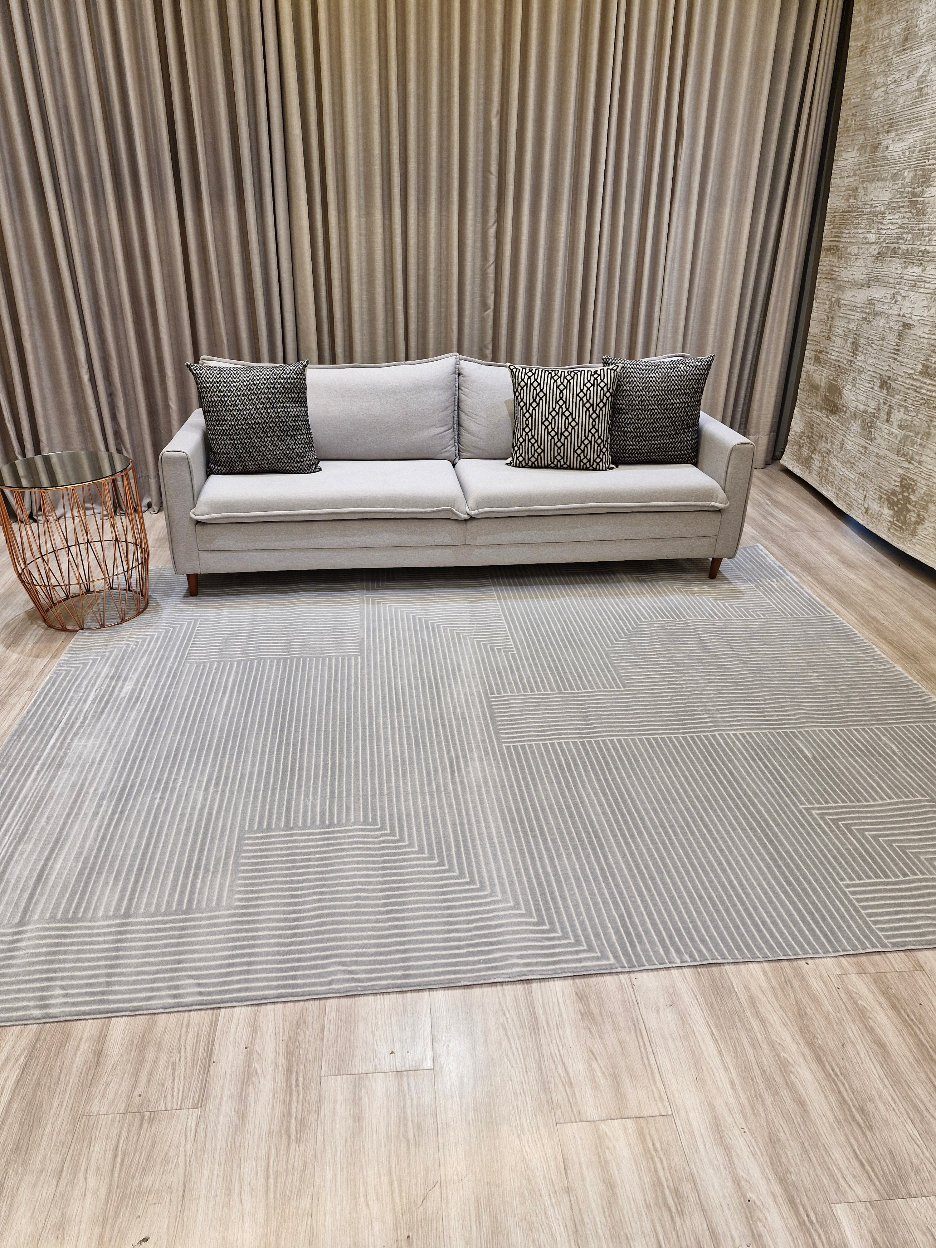Tapete Turco Sofisticado Grey Labirinto 03 | Tamanho Padrão | Importação Turquia