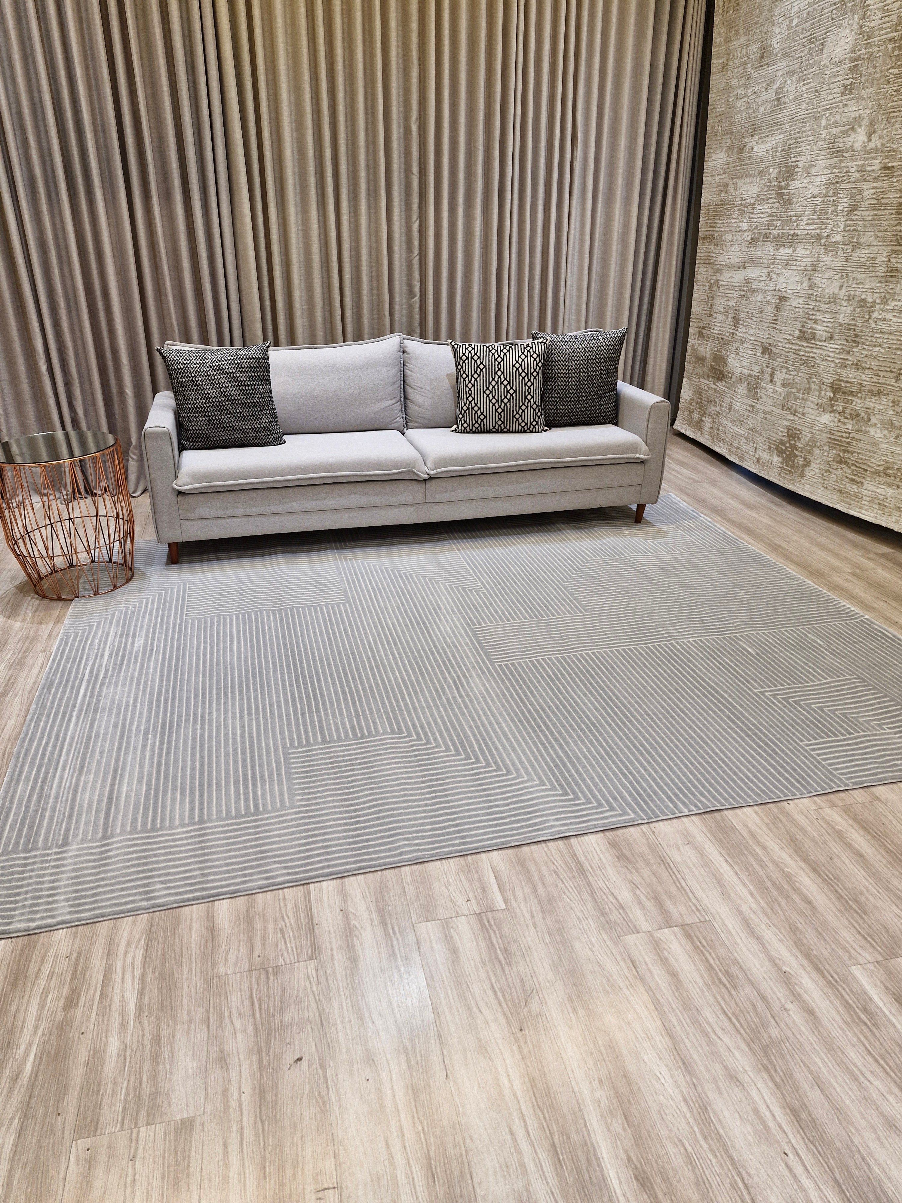 Tapete Turco Sofisticado Grey Labirinto 03 | Tamanho Padrão | Importação Turquia