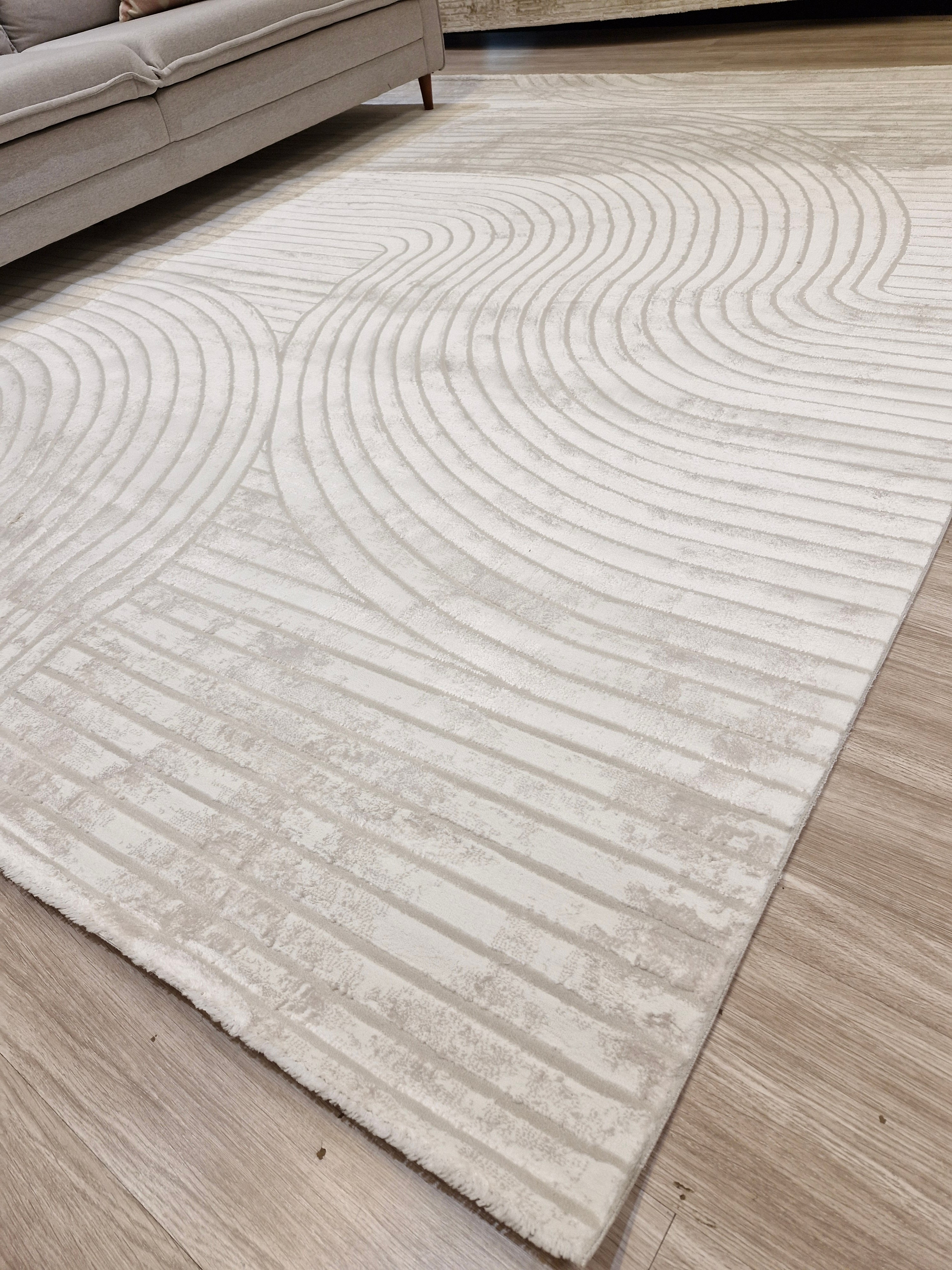 Tapete Turco Ondas Sofit 01 Creme | Feito Sob Medida e Tamanho Padrão