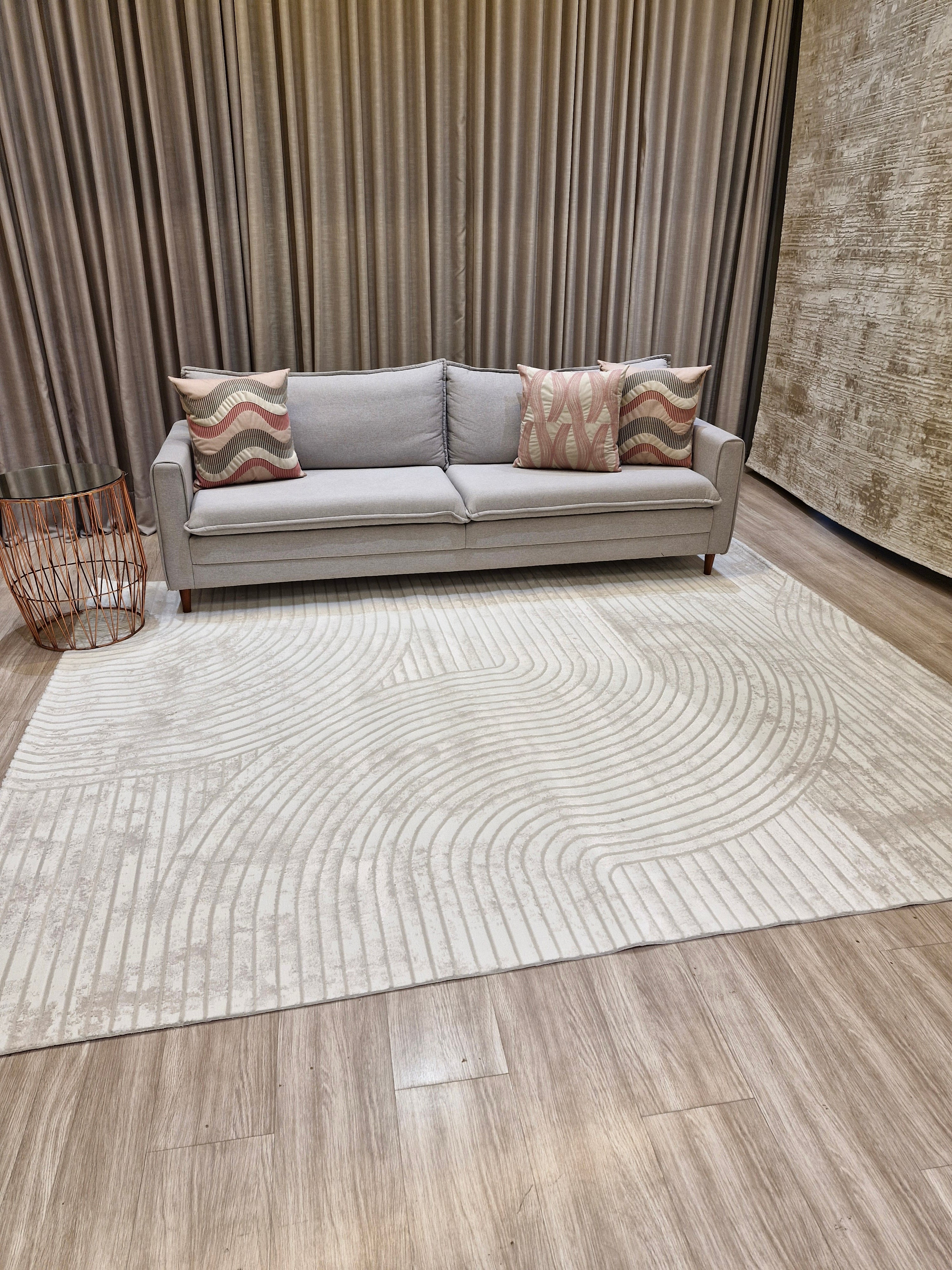 Tapete Turco Ondas Sofit 01 Creme | Feito Sob Medida e Tamanho Padrão