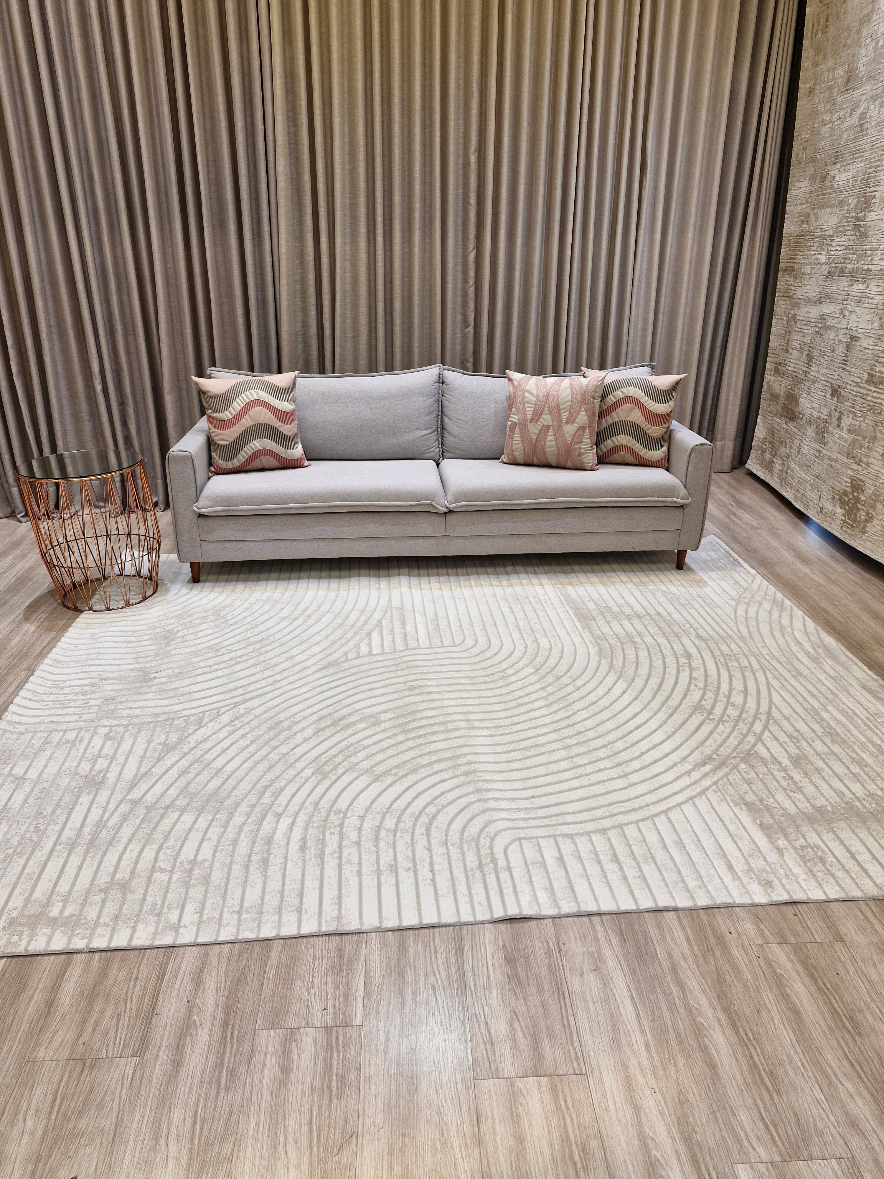 Tapete Turco Ondas Sofit 01 Creme | Feito Sob Medida e Tamanho Padrão