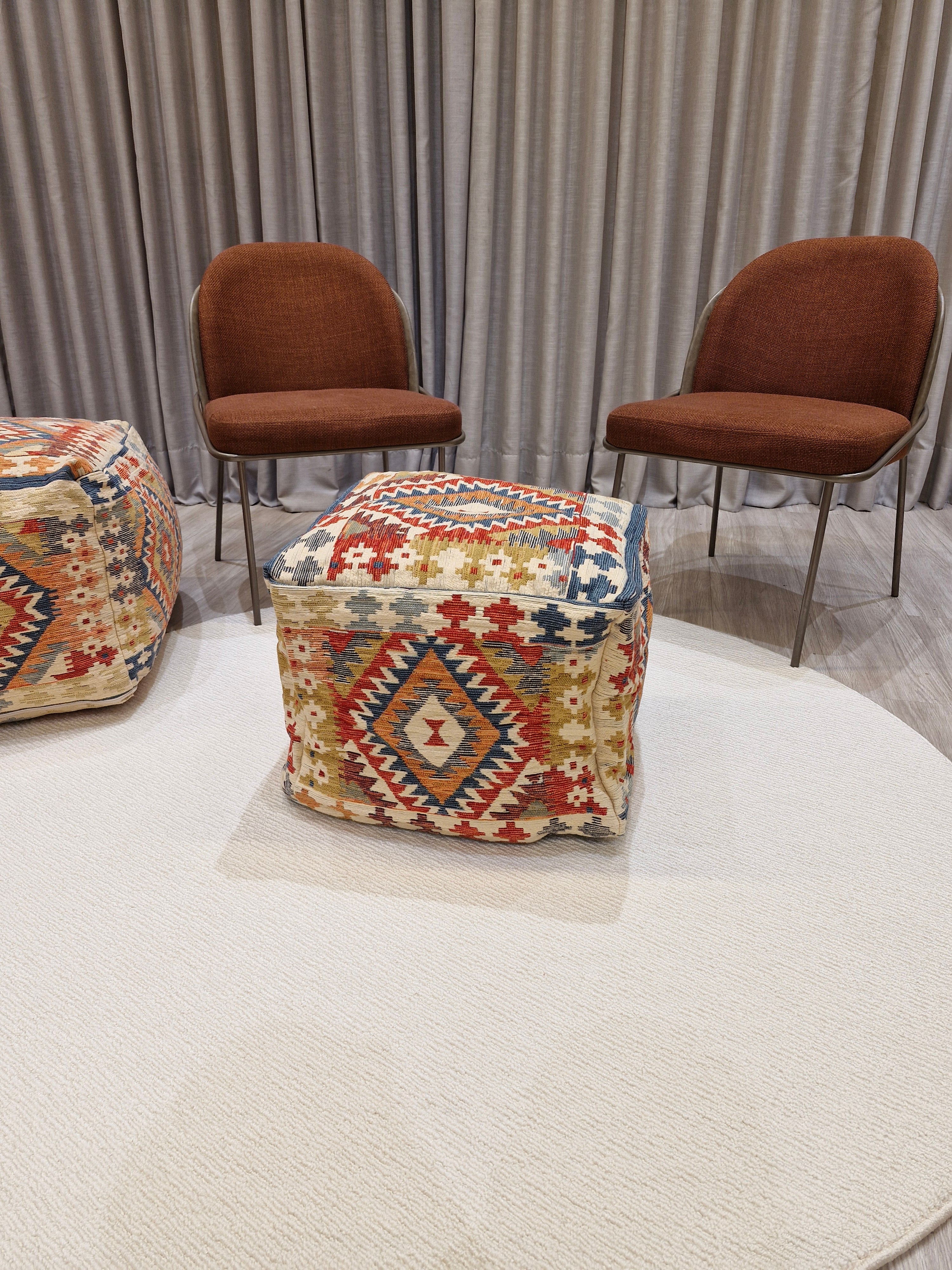 Puff Decorativo 47x47x40 Pequeno Estilo Kilim 1002 | Assento Decorativo