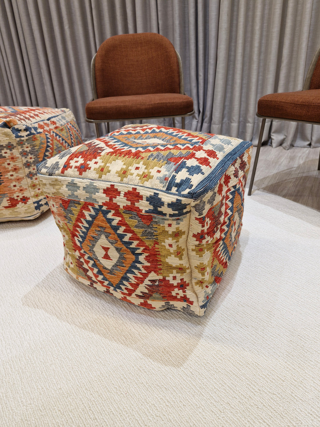 Puff Decorativo 47x47x40 Pequeno Estilo Kilim 1002 | Assento Decorativo