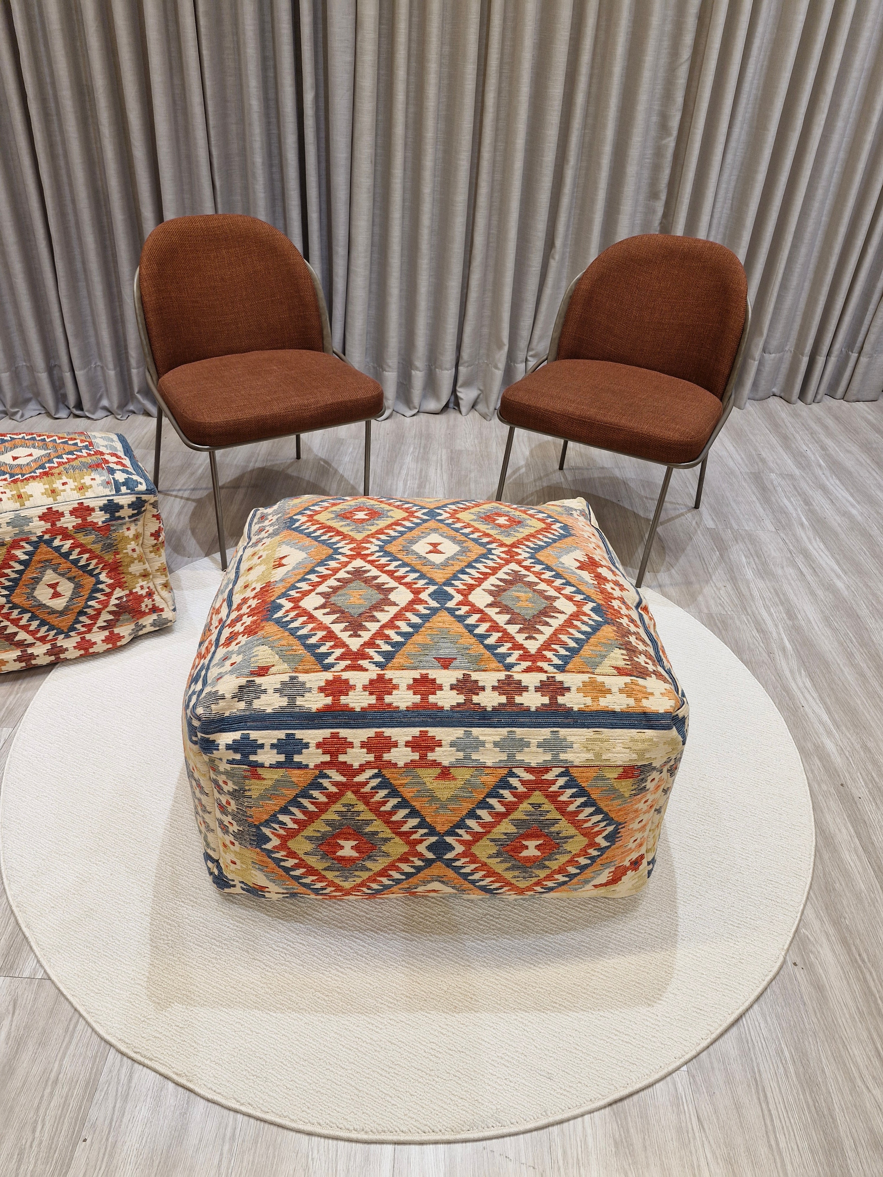 Puff Decorativo 77x77x40 Grande Estilo Kilim 1002 | Assento Decorativo
