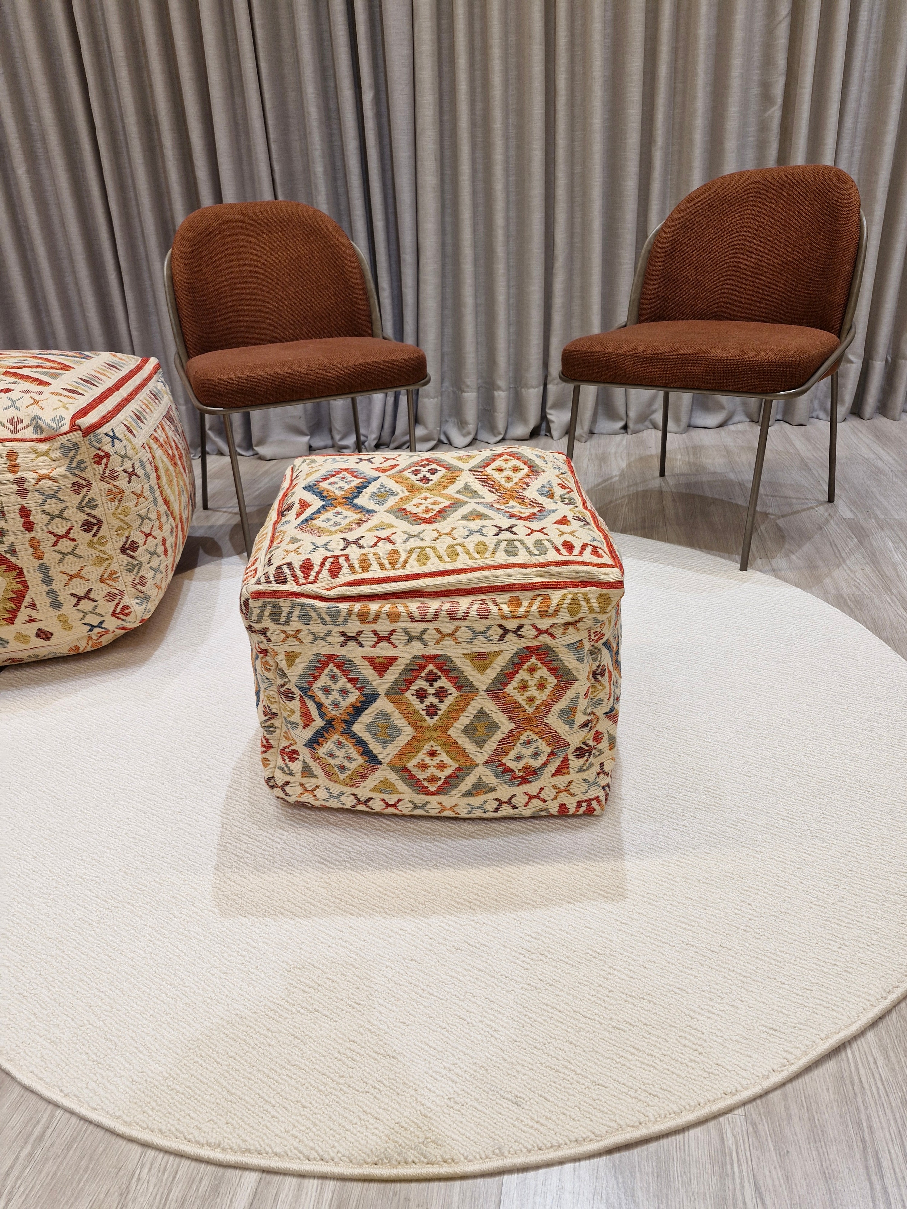 Puff Decorativo 47x47x40 Pequeno Estilo Kilim 1001 | Assento Decorativo