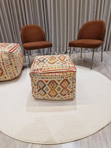 Puff Decorativo 47x47x40 Pequeno Estilo Kilim 1001 | Assento Decorativo