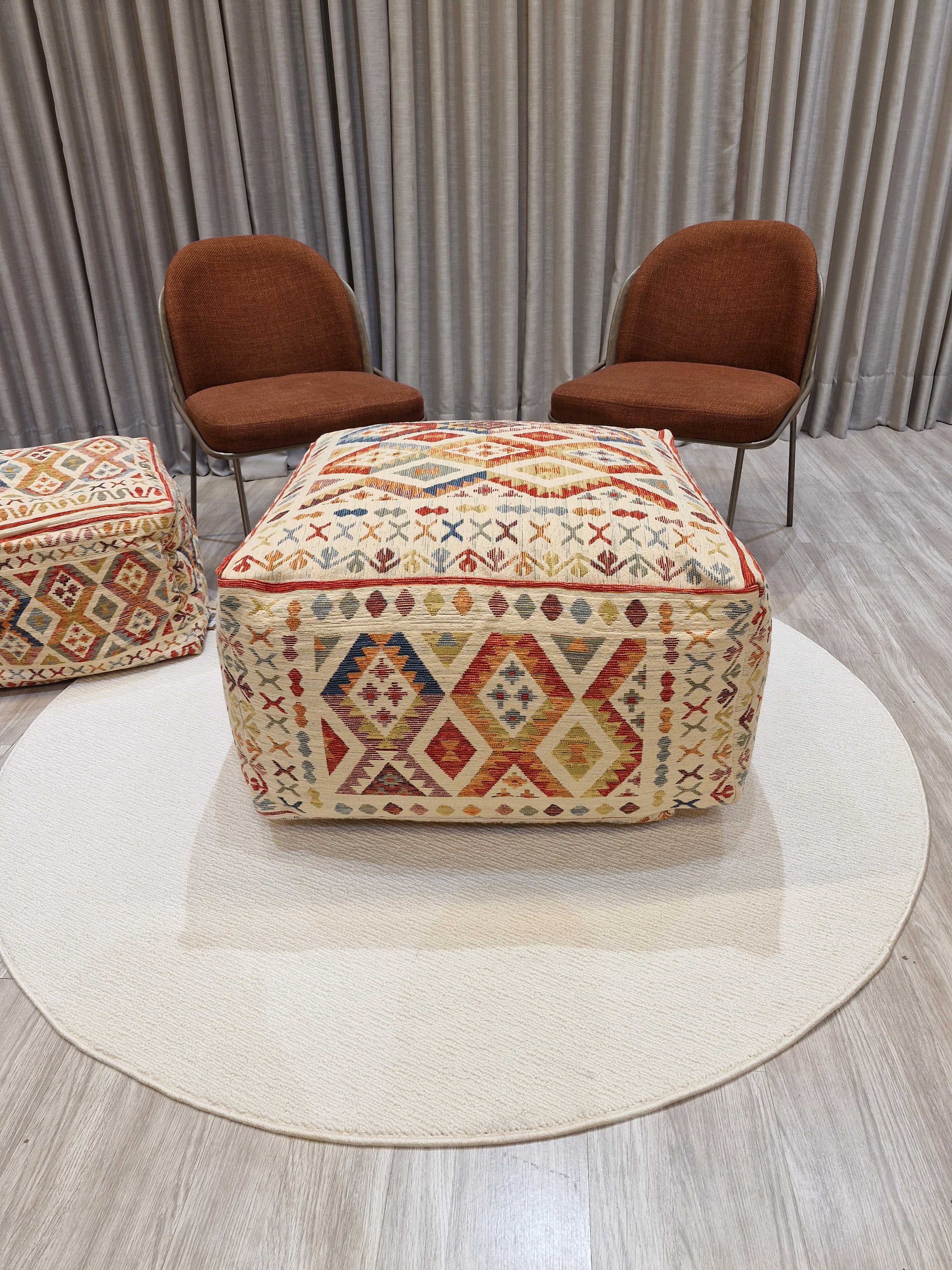 Puff Decorativo 77x77x40 Grande Estilo Kilim 1001 | Assento Decorativo