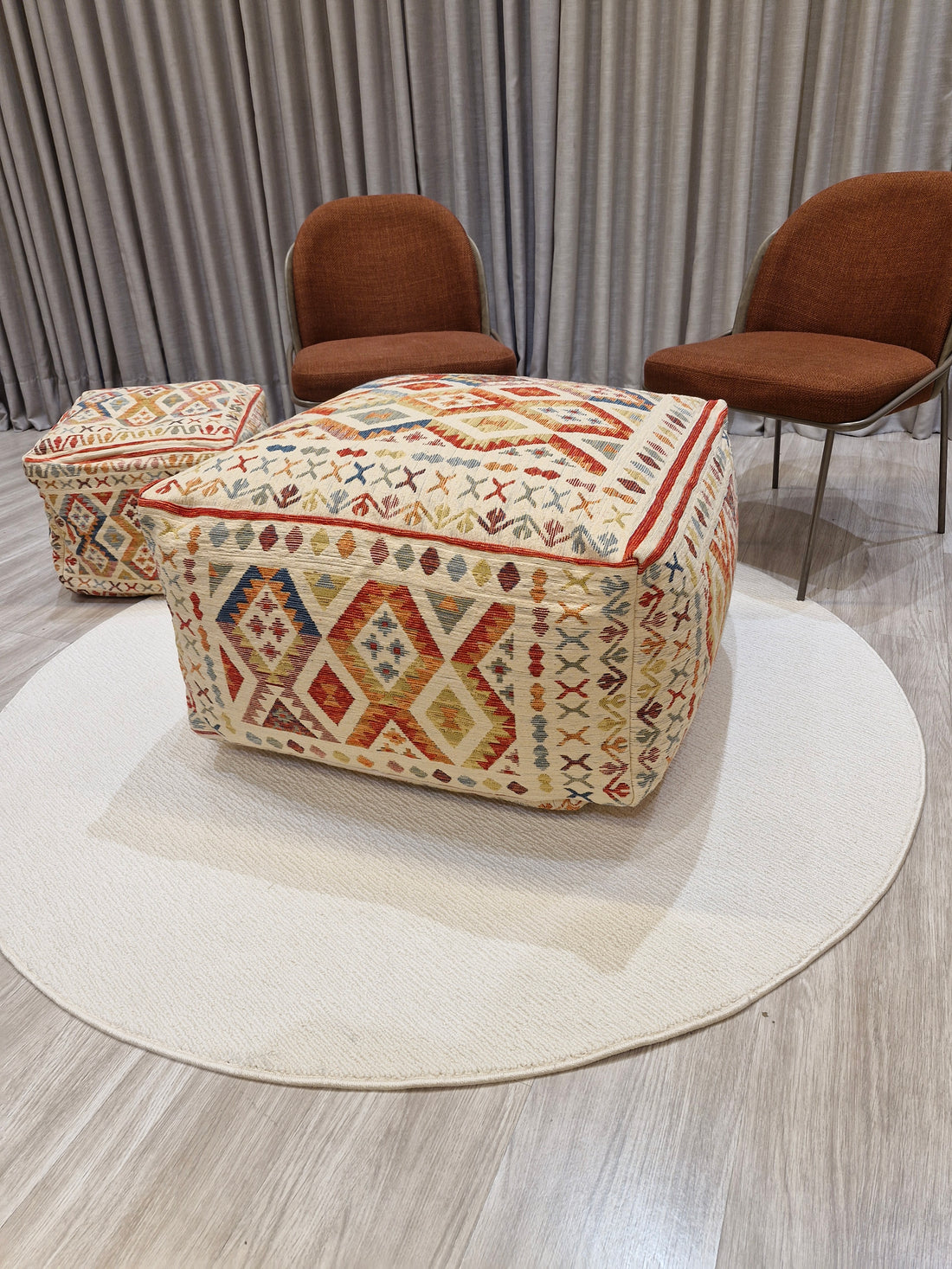 Puff Decorativo 77x77x40 Grande Estilo Kilim 1001 | Assento Decorativo