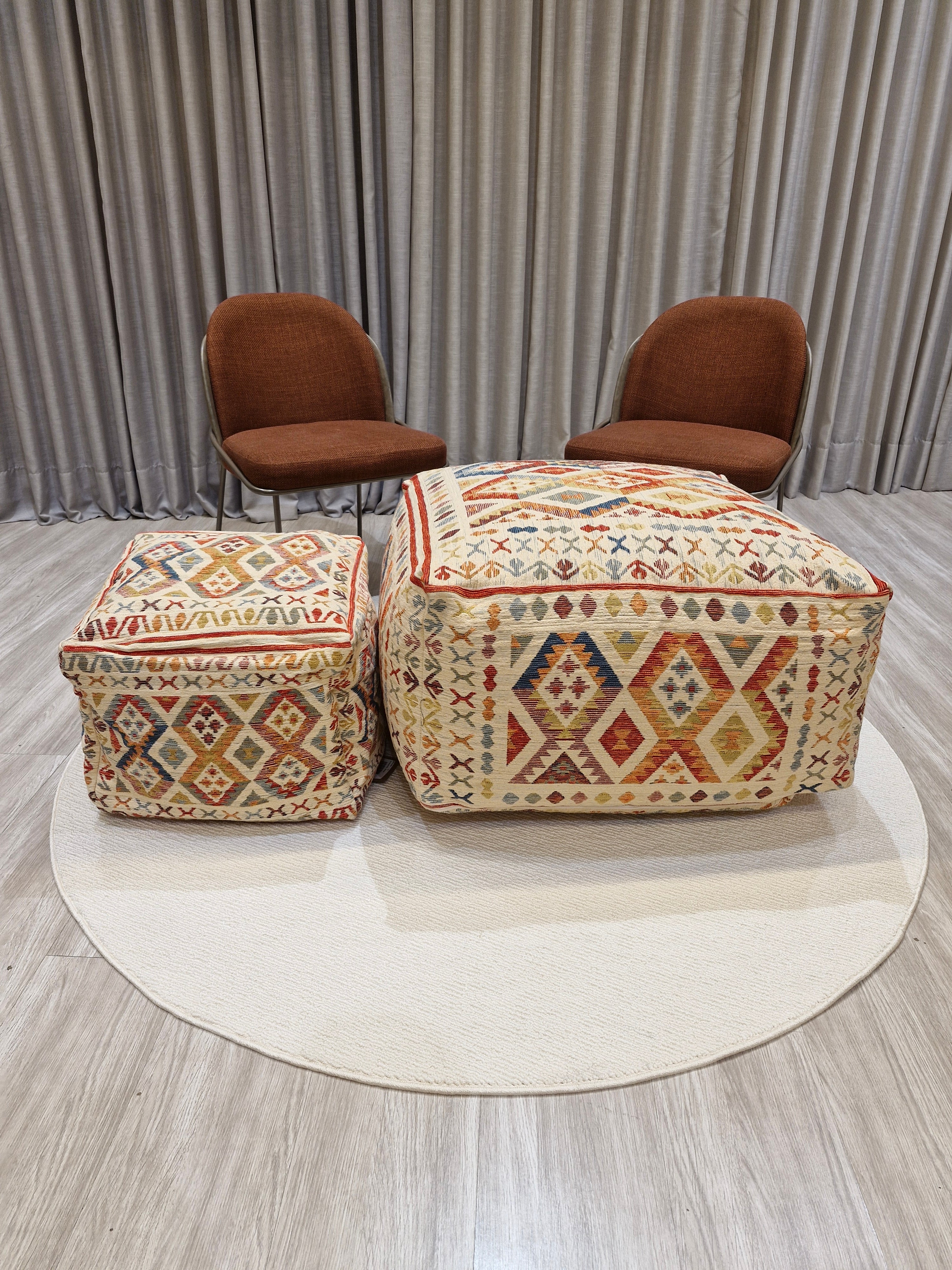 Puff Decorativo 47x47x40 Pequeno Estilo Kilim 1001 | Assento Decorativo