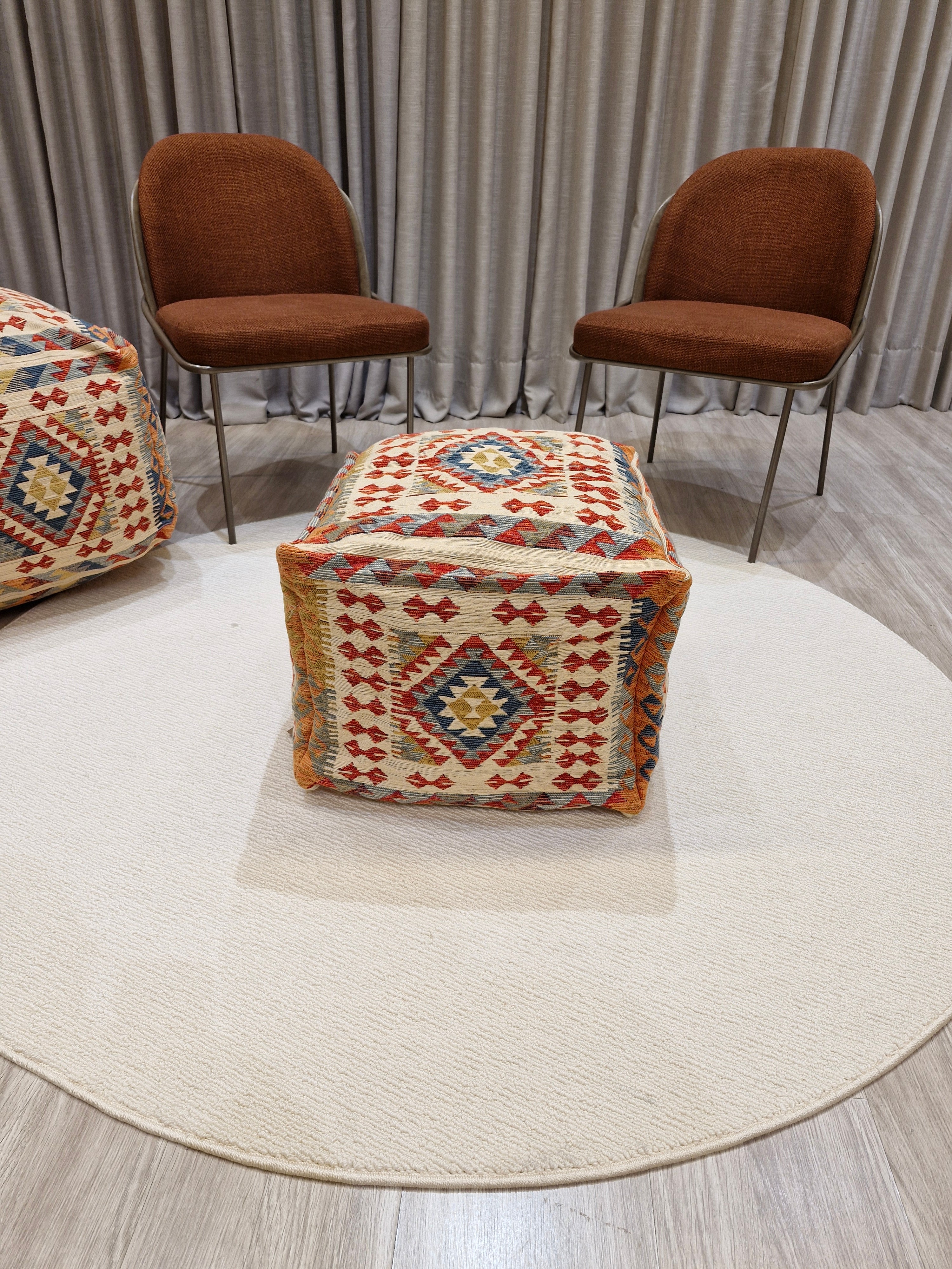 Puff Decorativo 47x47x40 Pequeno Estilo Kilim 1008 | Assento Decorativo
