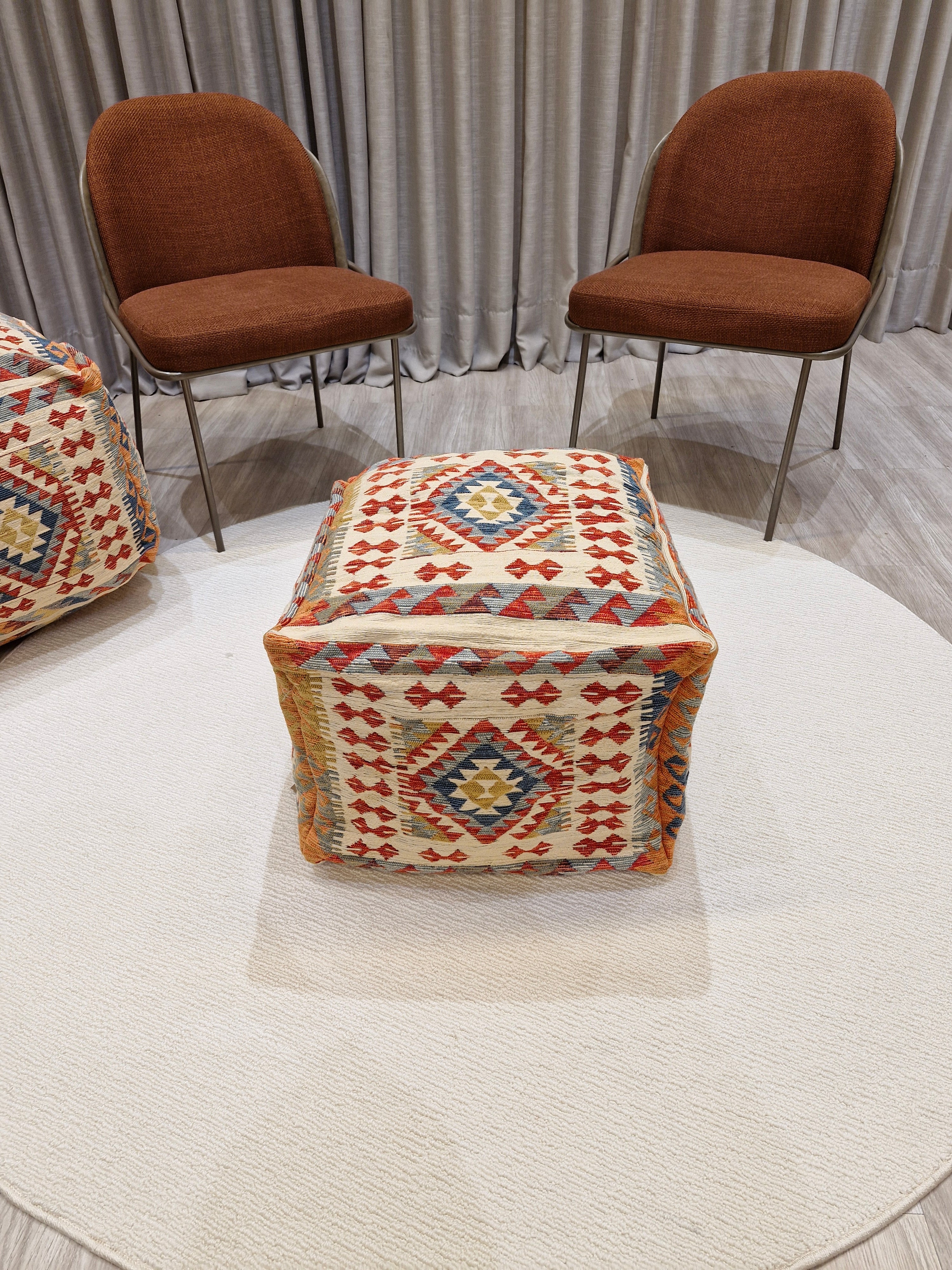 Puff Decorativo 47x47x40 Pequeno Estilo Kilim 1008 | Assento Decorativo