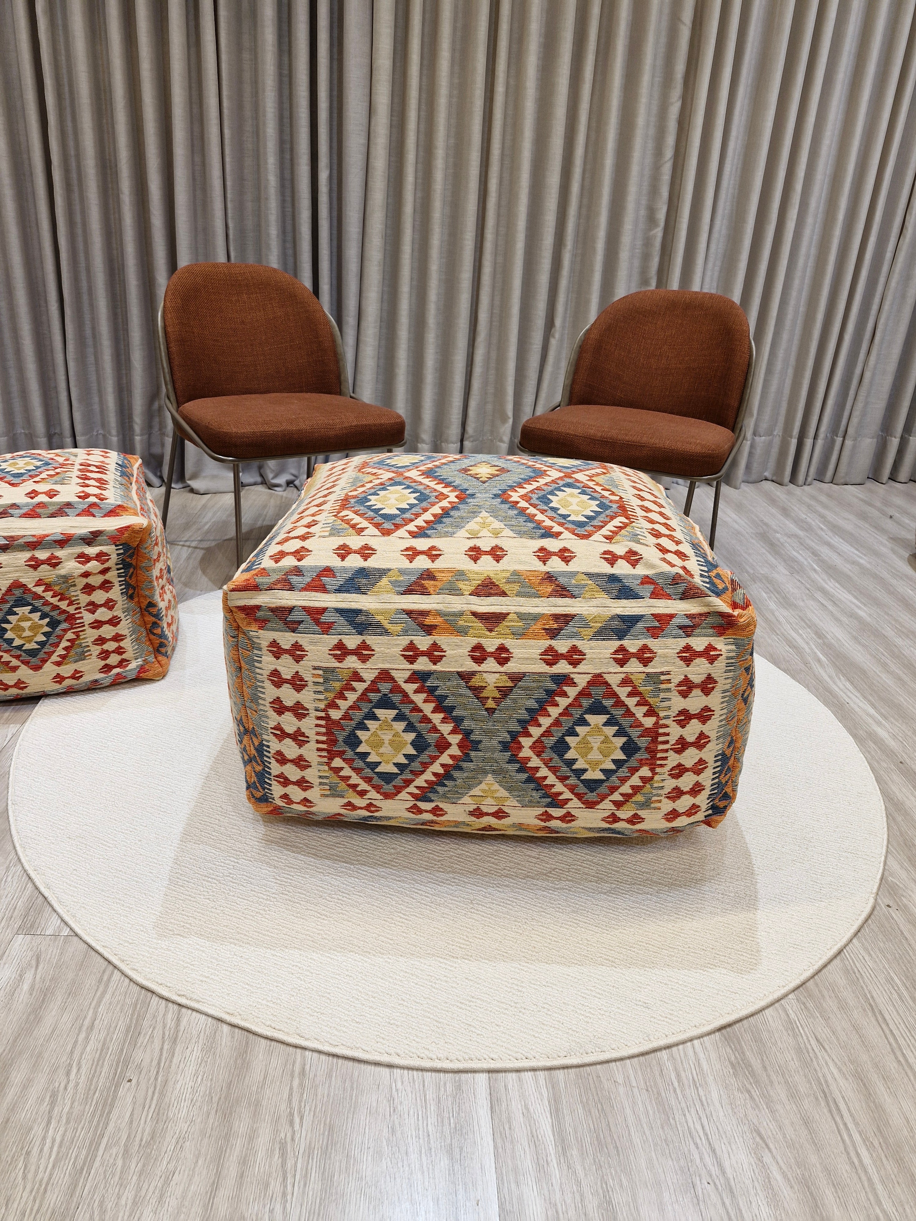 Puff Decorativo 77x77x40 Grande Estilo Kilim 1008 | Assento Decorativo