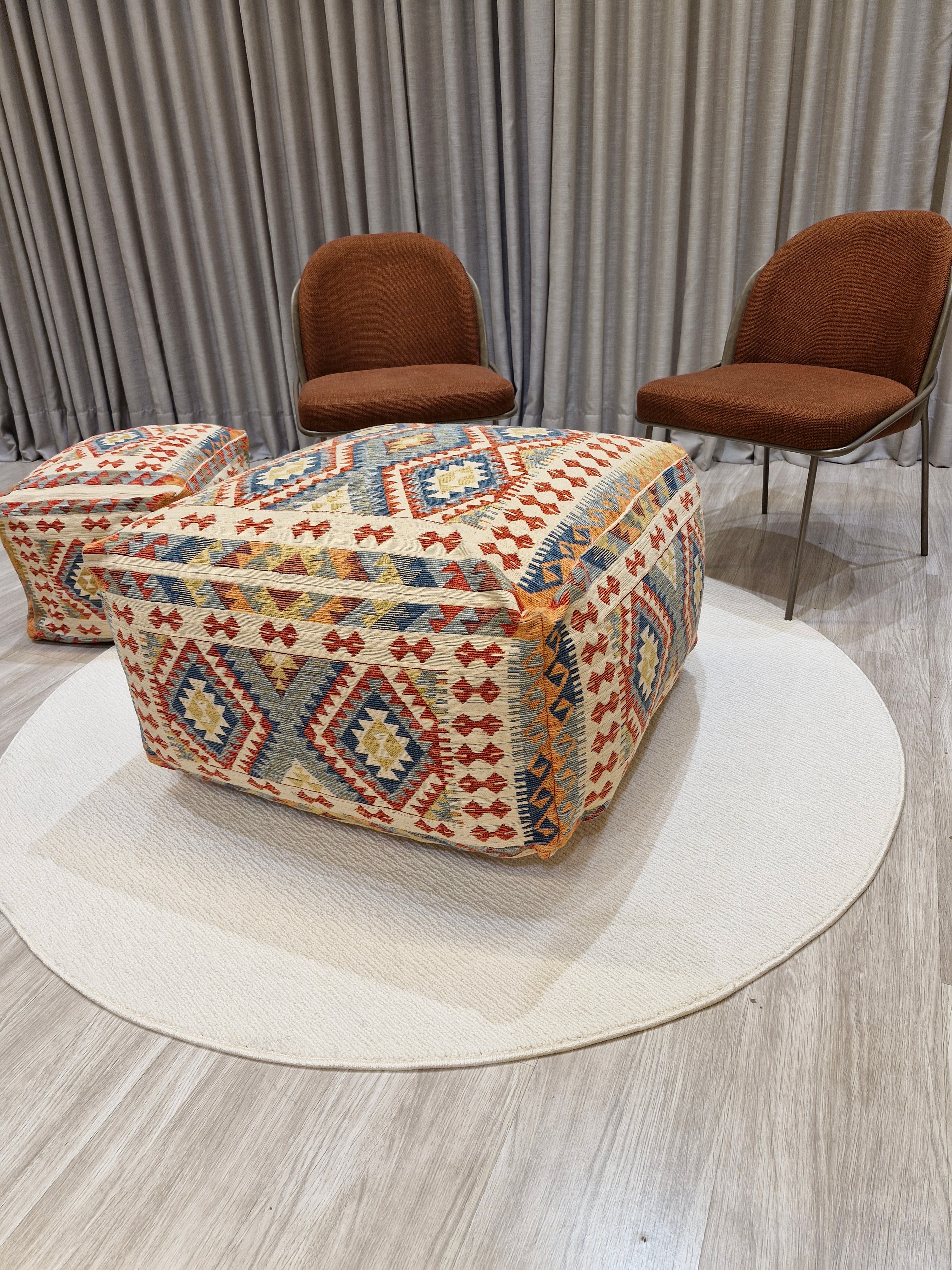 Puff Decorativo 77x77x40 Grande Estilo Kilim 1008 | Assento Decorativo