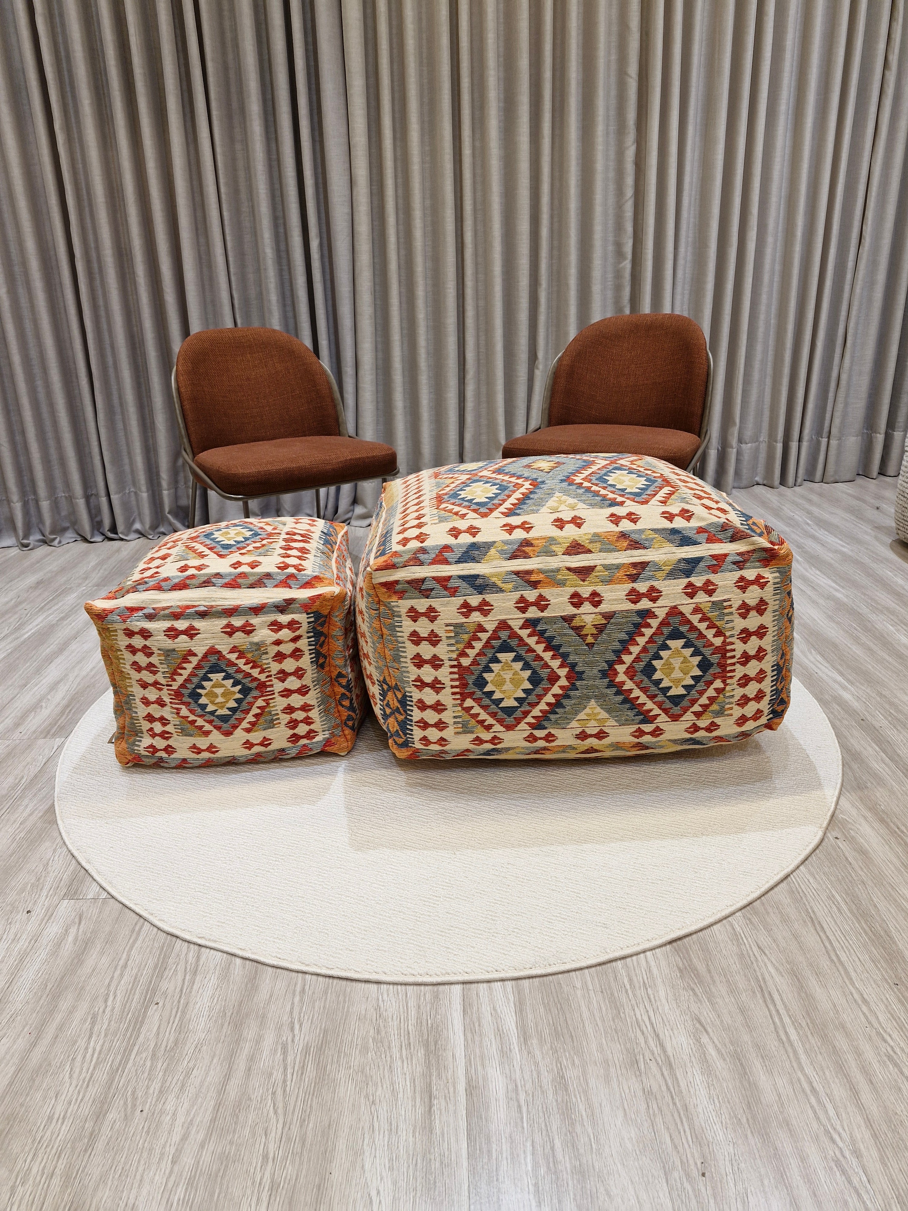 Puff Decorativo 47x47x40 Pequeno Estilo Kilim 1008 | Assento Decorativo