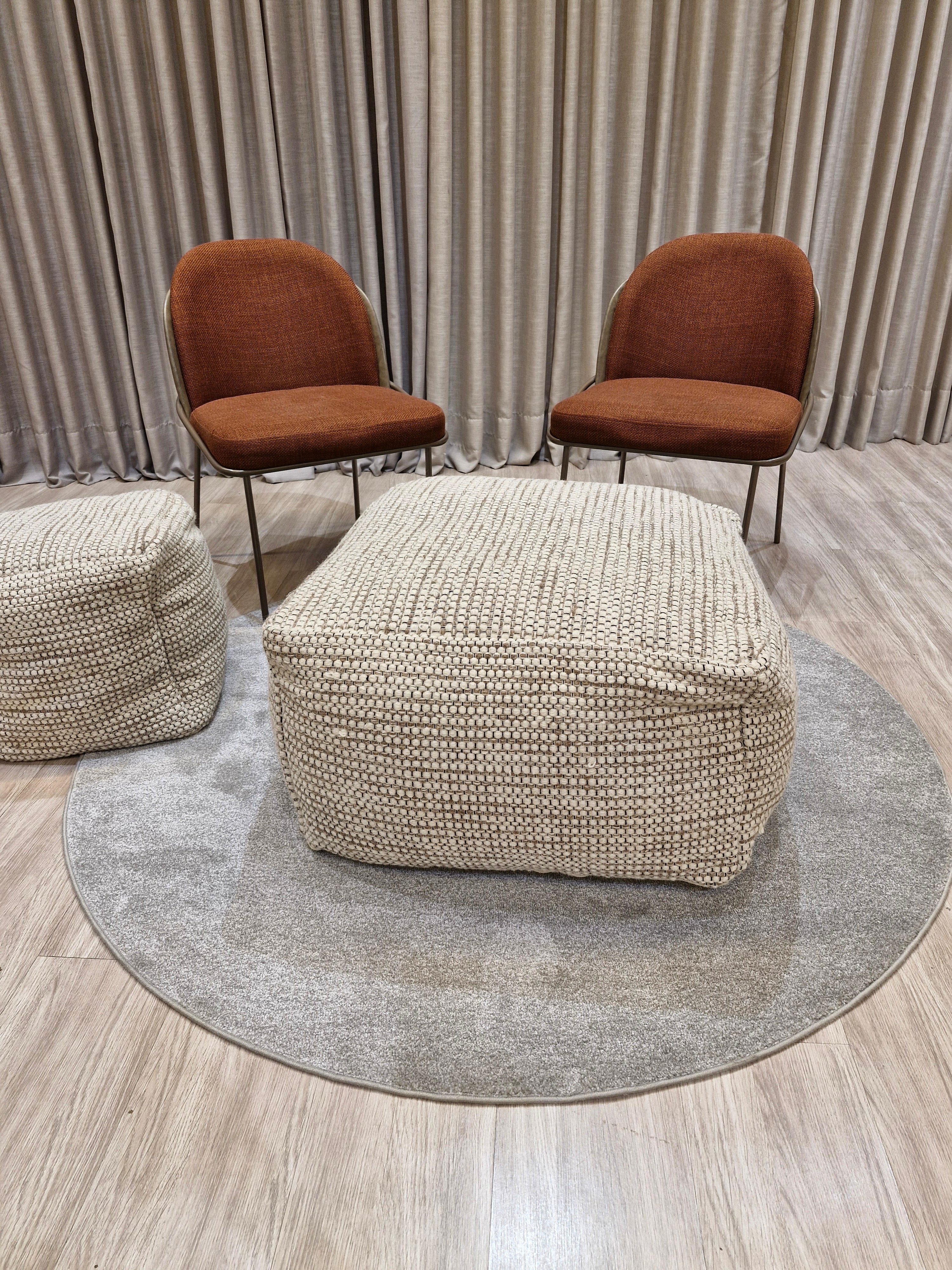 Puff Decorativo 70x70x40 Grande Ivory | Assento Decorativo