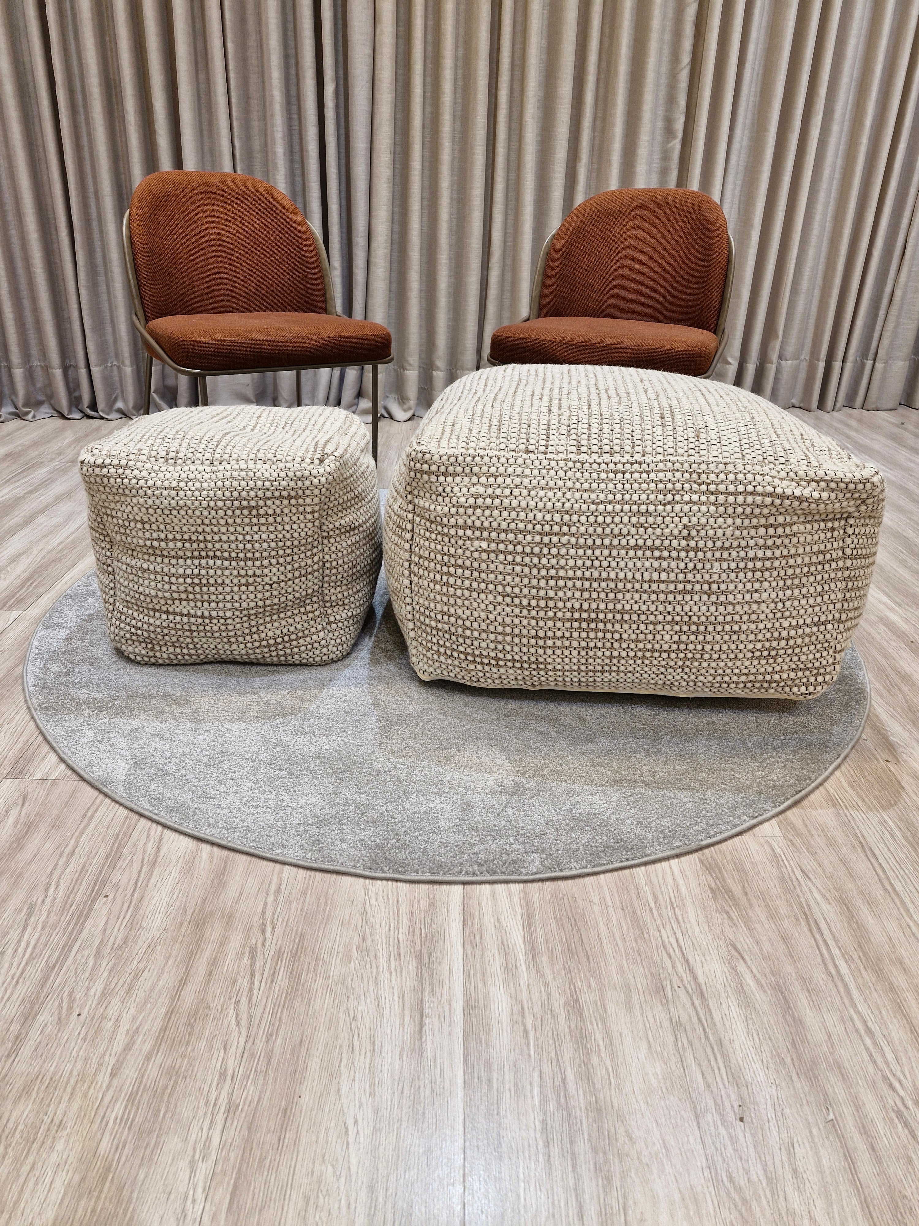 Puff Decorativo 70x70x40 Grande Ivory | Assento Decorativo