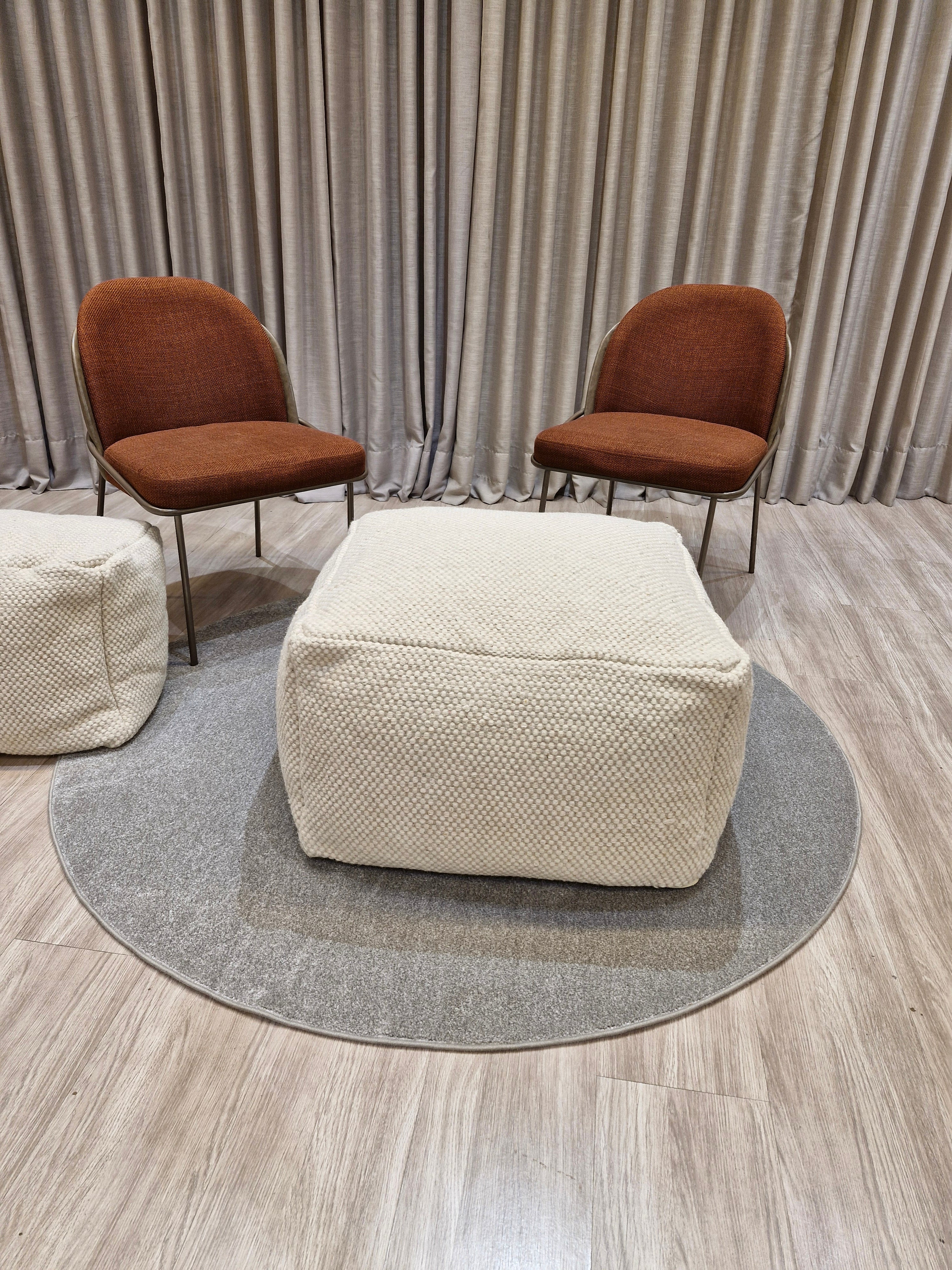 Puff Decorativo 70x70x40 Grande Bege | Assento Decorativo