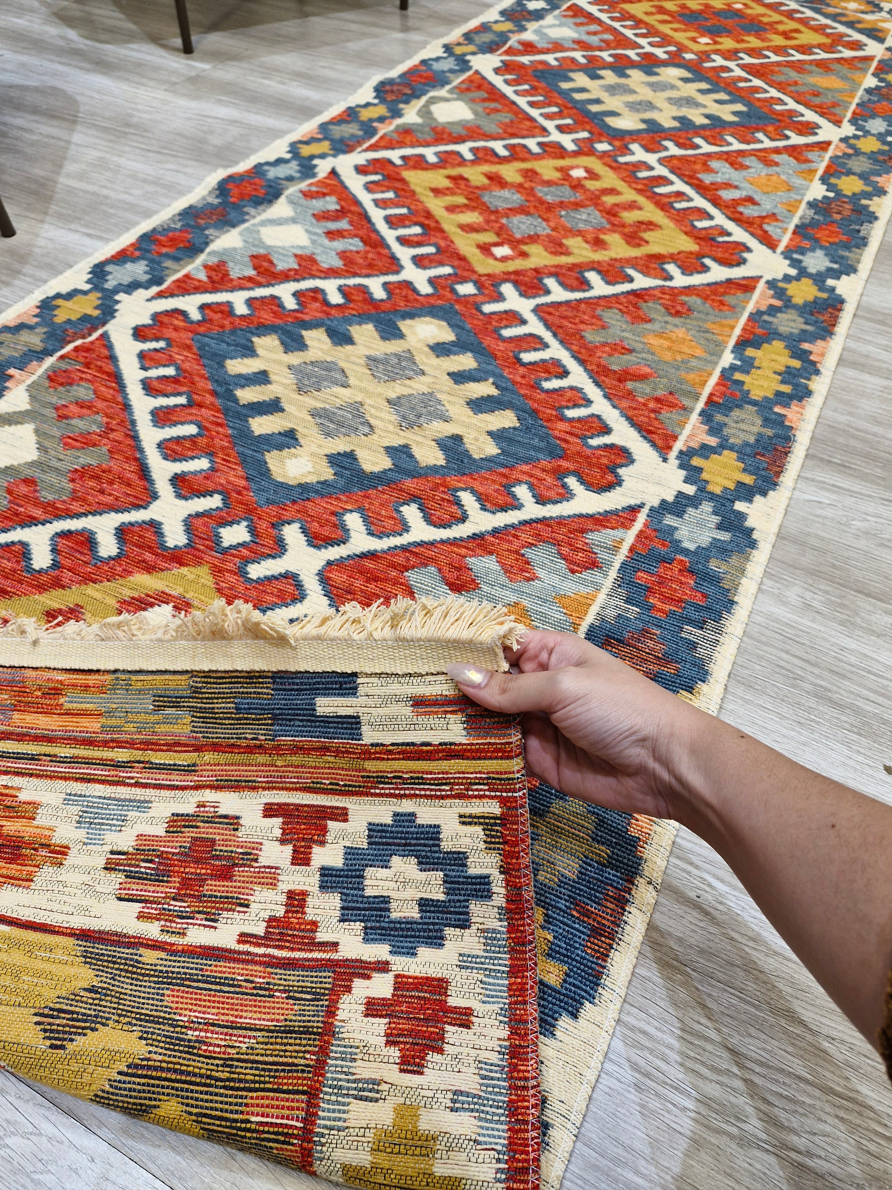 Passadeira Kilim Trama Étnica 080x250 080x300 | Design Geométrico 1007