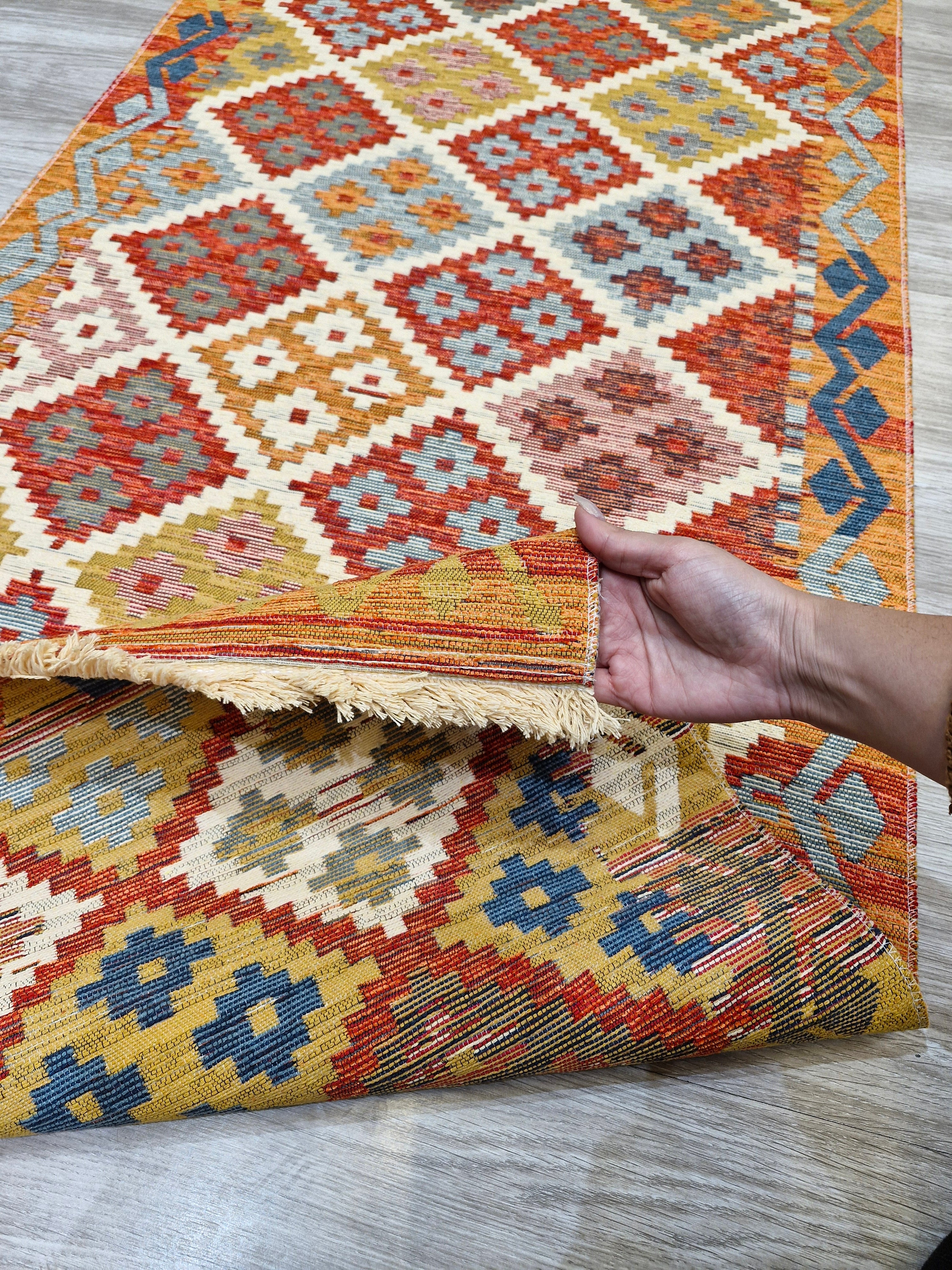 Passadeira Kilim Trama Étnica 080x250 080x300 | Design Geométrico 1003