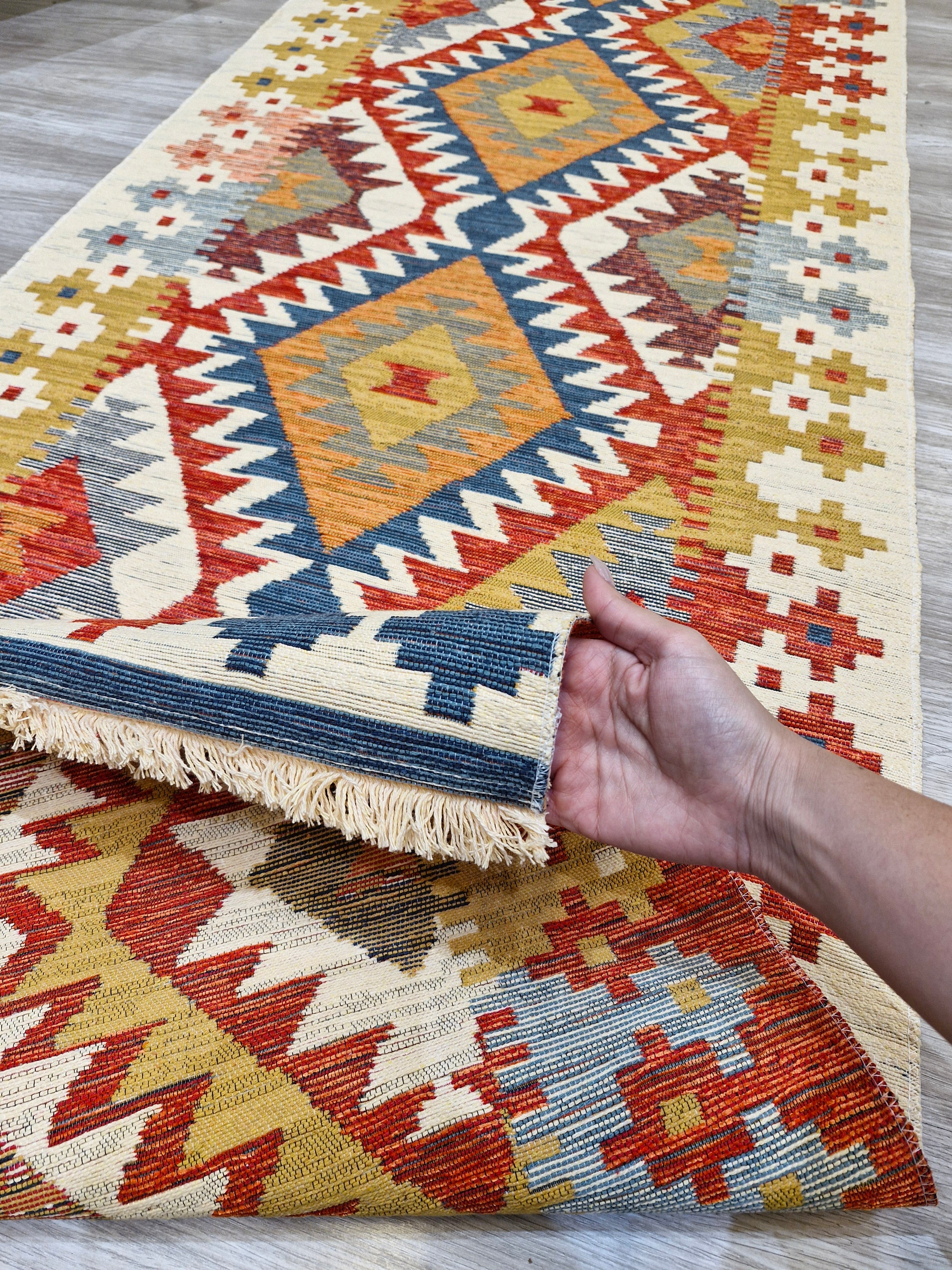 Passadeira Kilim Trama Étnica 080x250 080x300 | Design Geométrico 1002