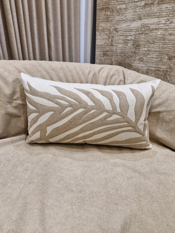 Almofada Pequena Linho Off com Bege Decorativa Lola04 35cmX58cm
