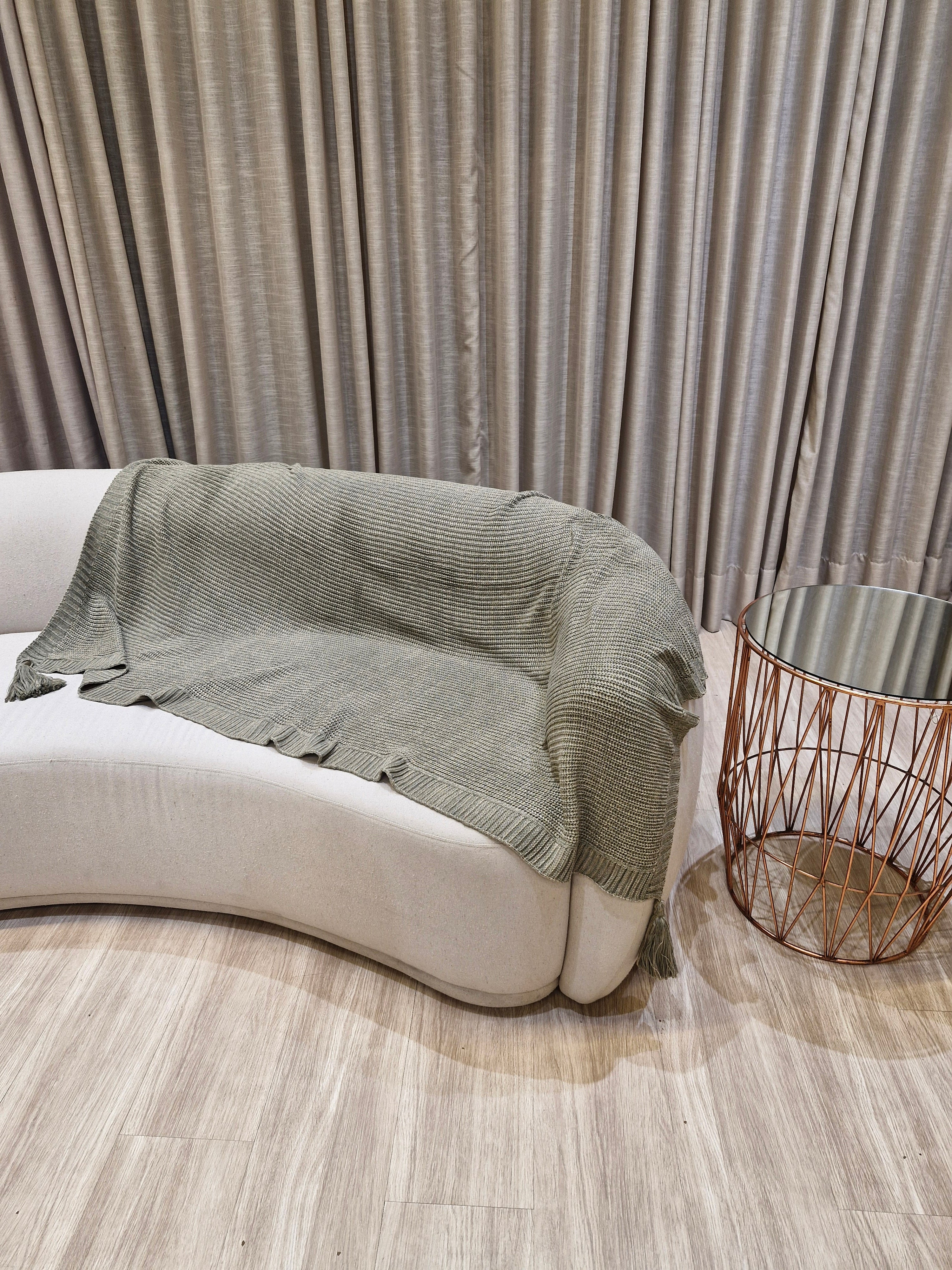 Manta Para Sofá em Tricô Cor Verde Riviera | 120x170 Acessório Decoração
