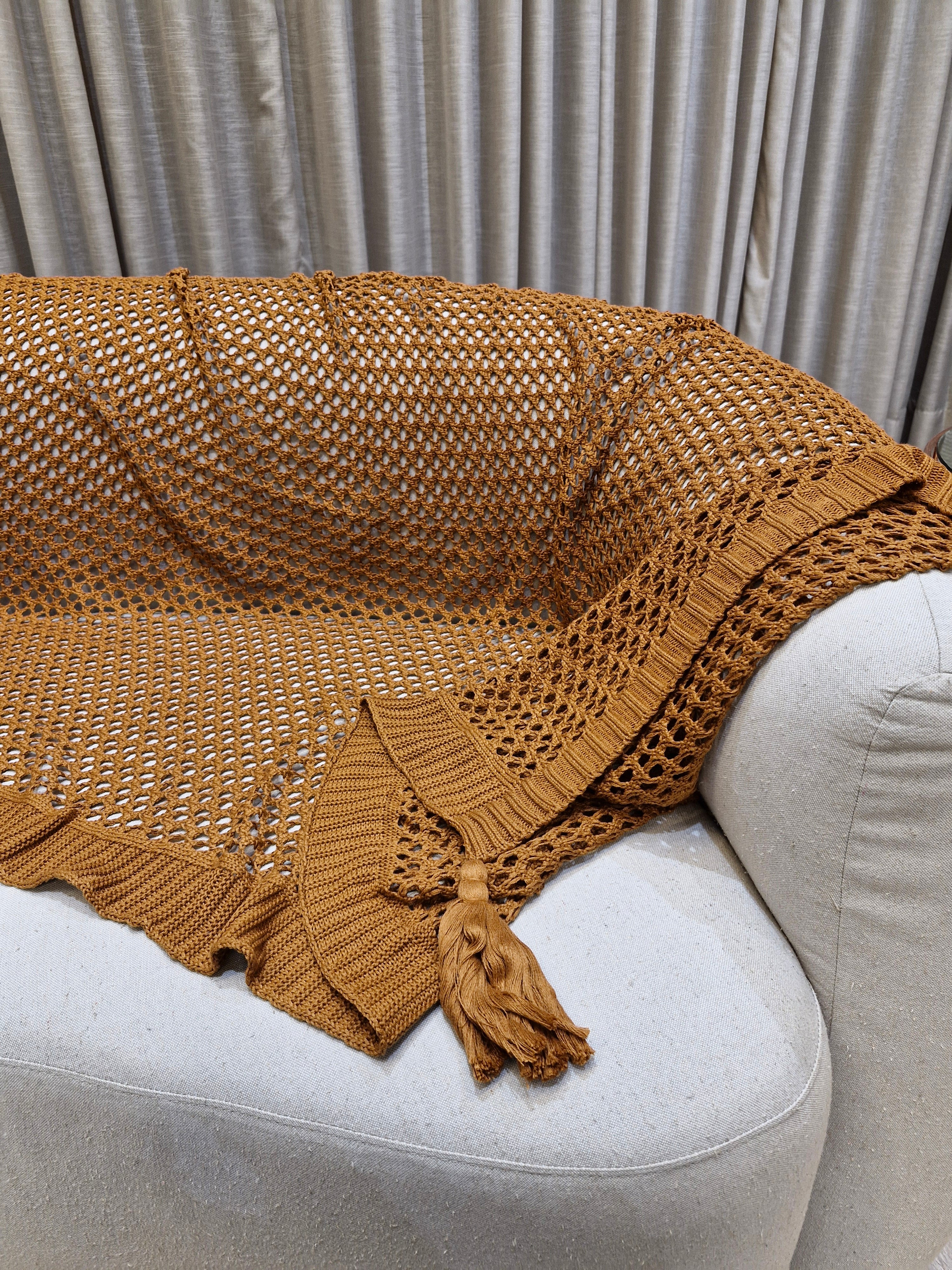 Manta Para Sofá em Tricô Cor Cobre | 120x170 Acessório Decoração