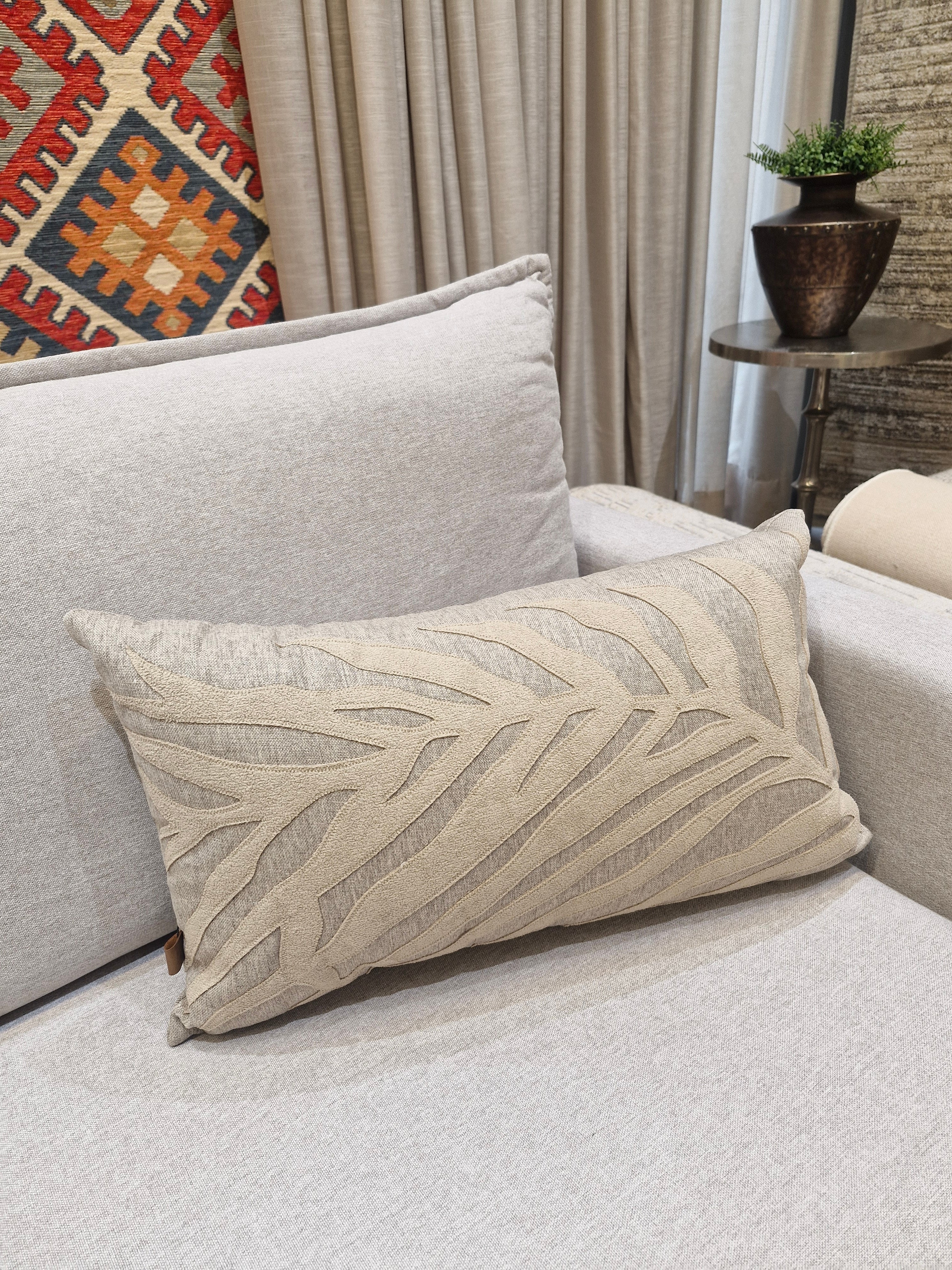 Almofada Pequena Linho Bege Decorativa Lola04 35cmX58cm