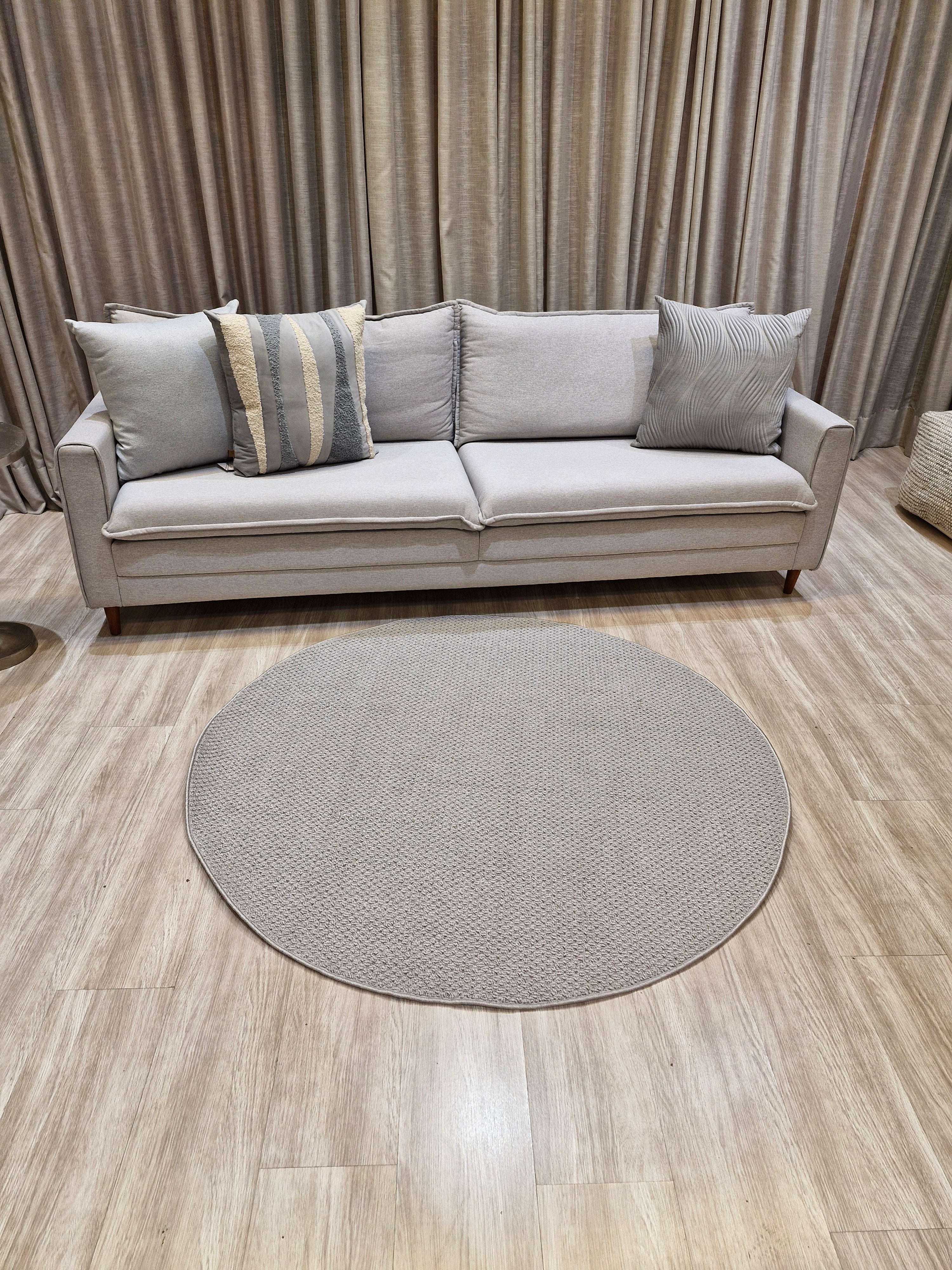 Tapete Redondo Bouclê Cinza 150x150 | Peça Única (PU49)