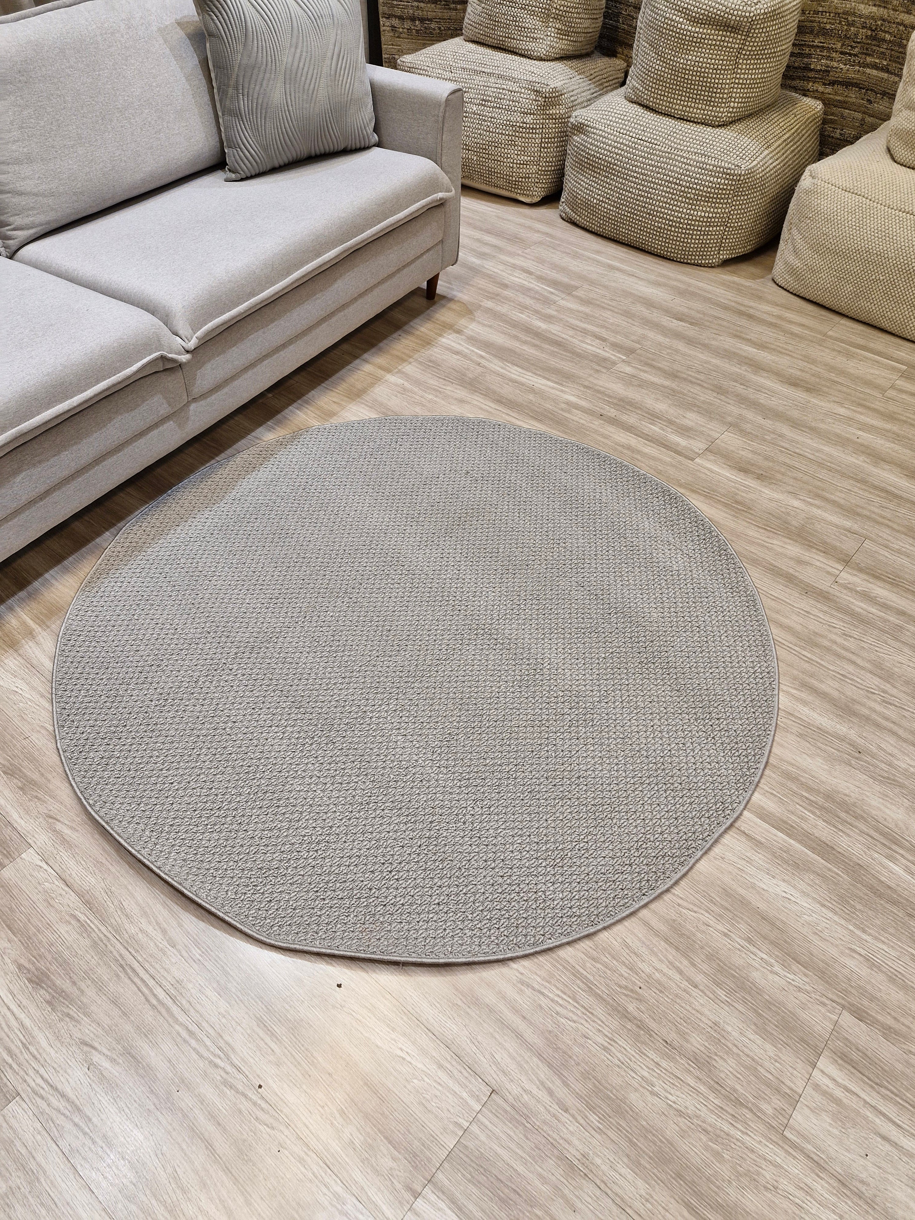 Tapete Redondo Bouclê Cinza 150x150 | Peça Única (PU49)