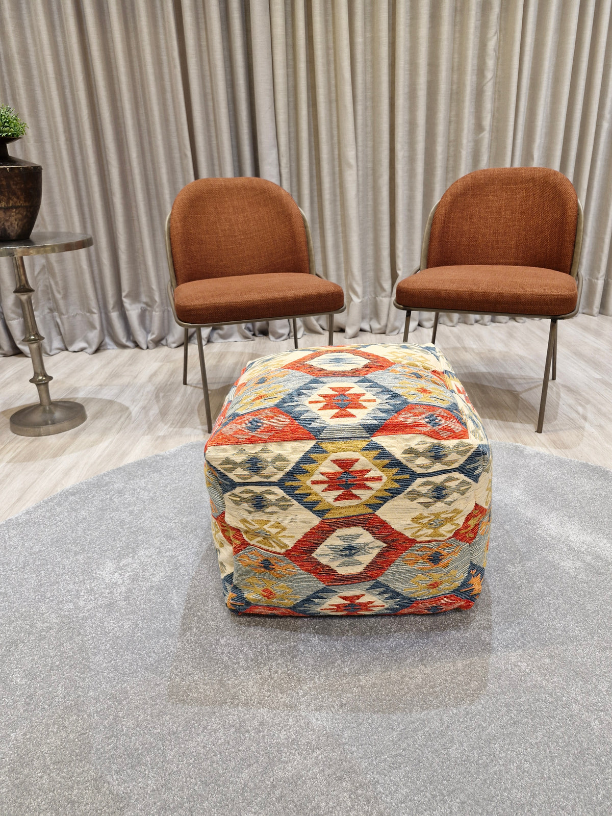 Puff Decorativo 47x47x40 Pequeno Estilo Kilim 1004 | Assento Decorativo