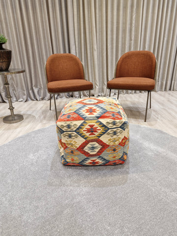 Puff Decorativo 47x47x40 Pequeno Estilo Kilim 1004 | Assento Decorativo
