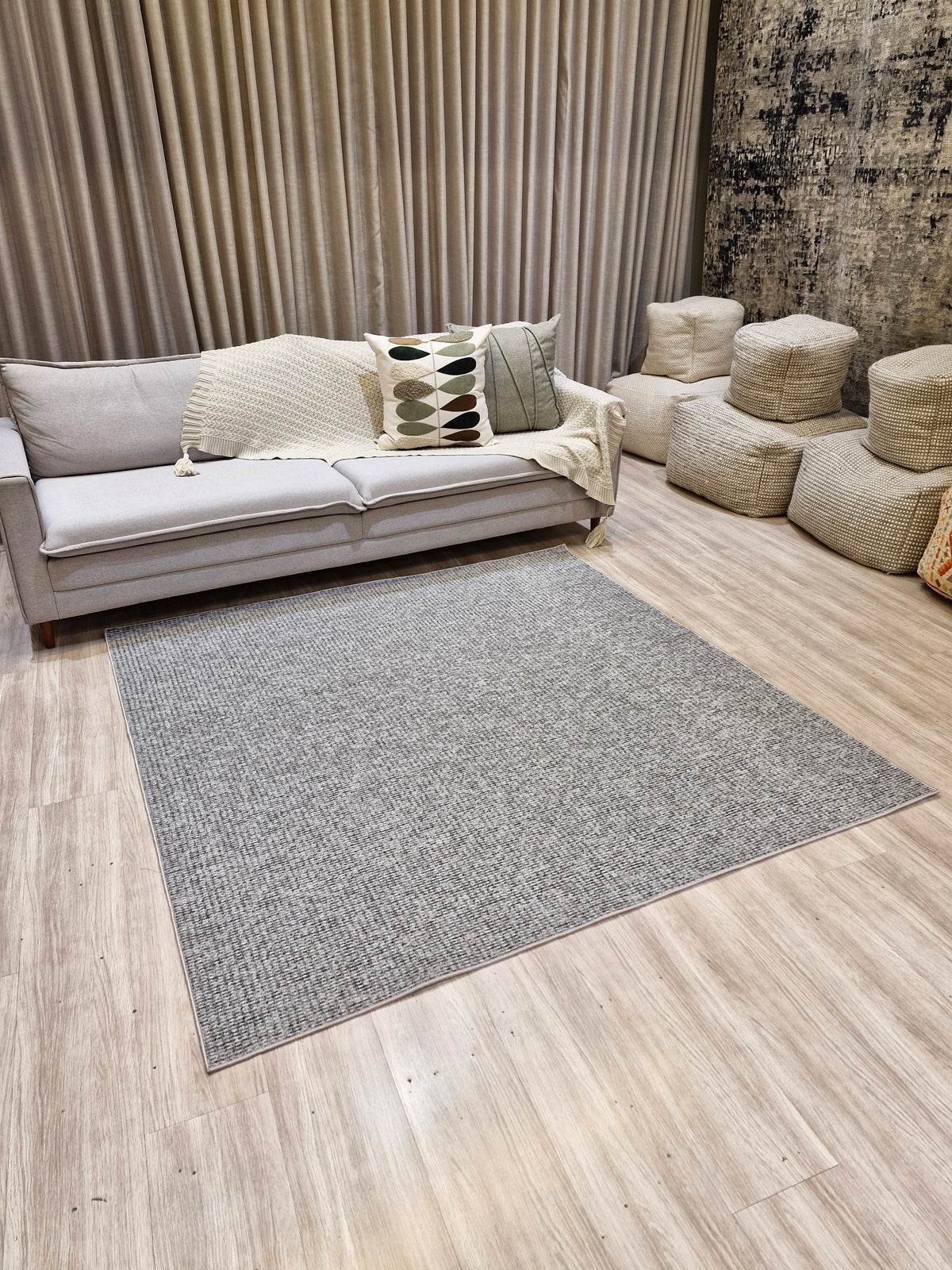 Tapete Turco Ire Cinza Boucle 190x190 | Peça Única (PU78)