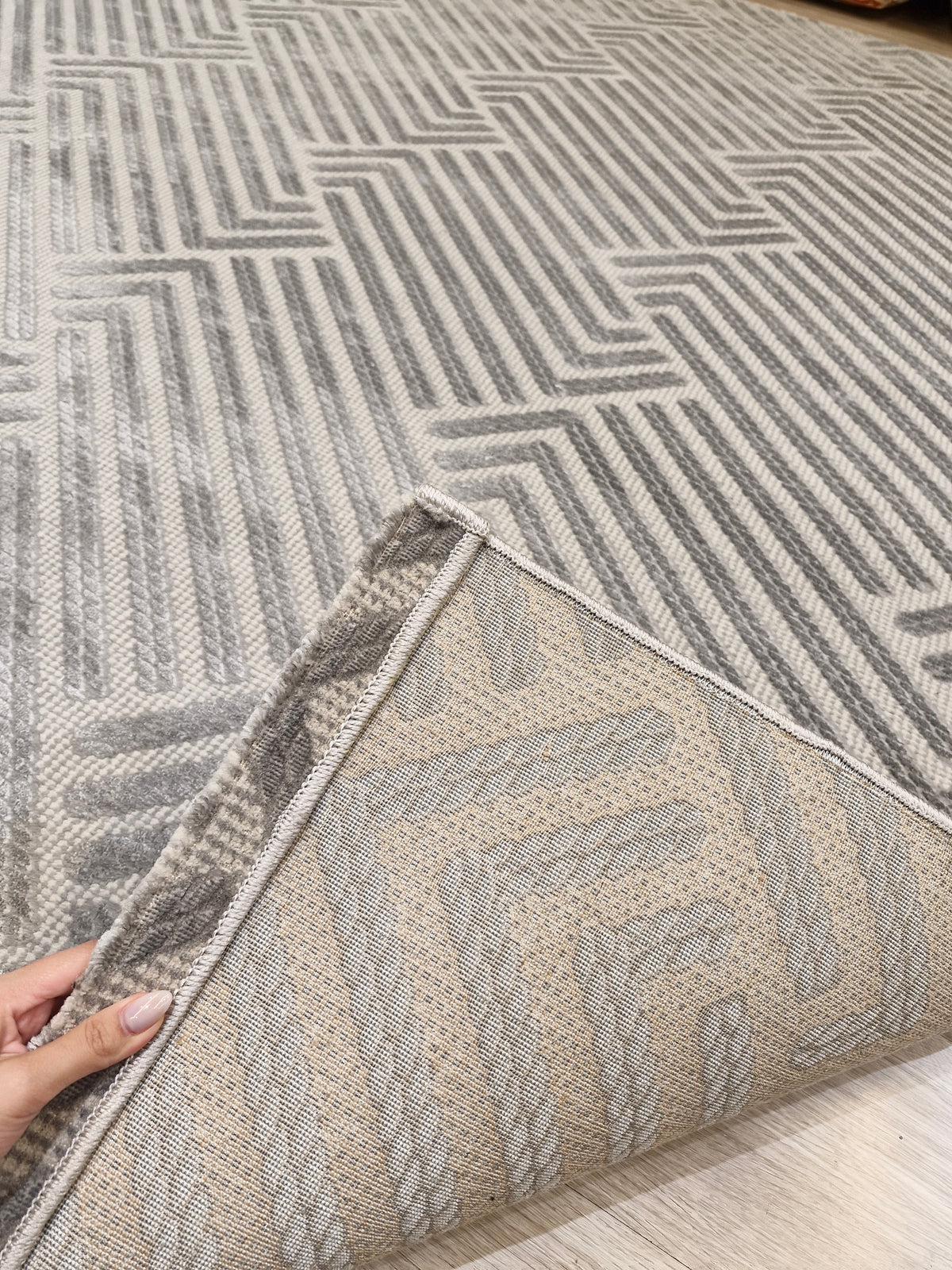 Tapete Turco Geométrico Grey 250x300 | Peça Única (PU115)