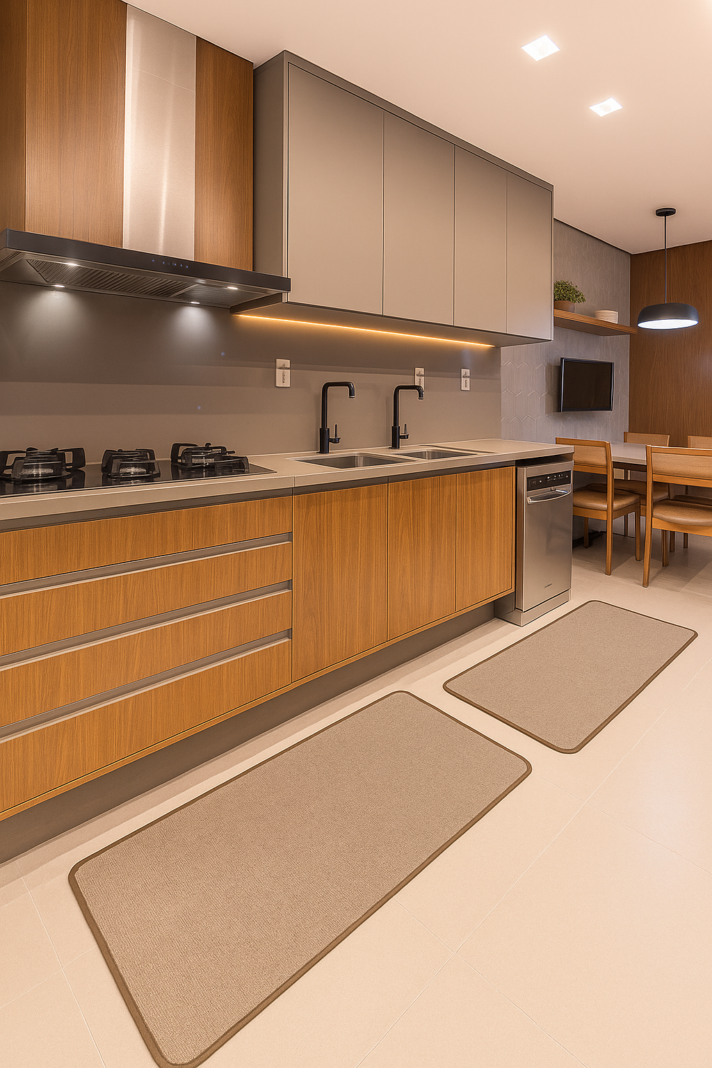 Kit Tapetes Banheiro / Cozinha 02 || Tapetes Antiderrapantes Lavável 45x75cm 2peças